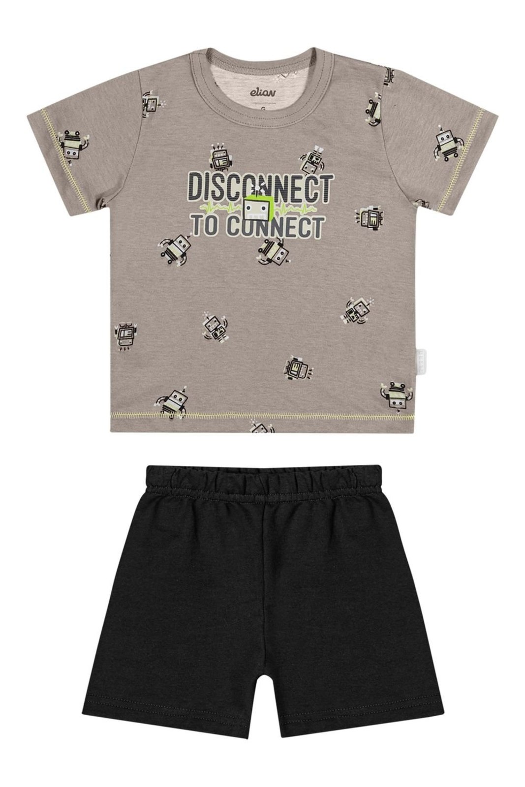 Infantil - Conjunto Menino Estampa Robôs Elian Cinza