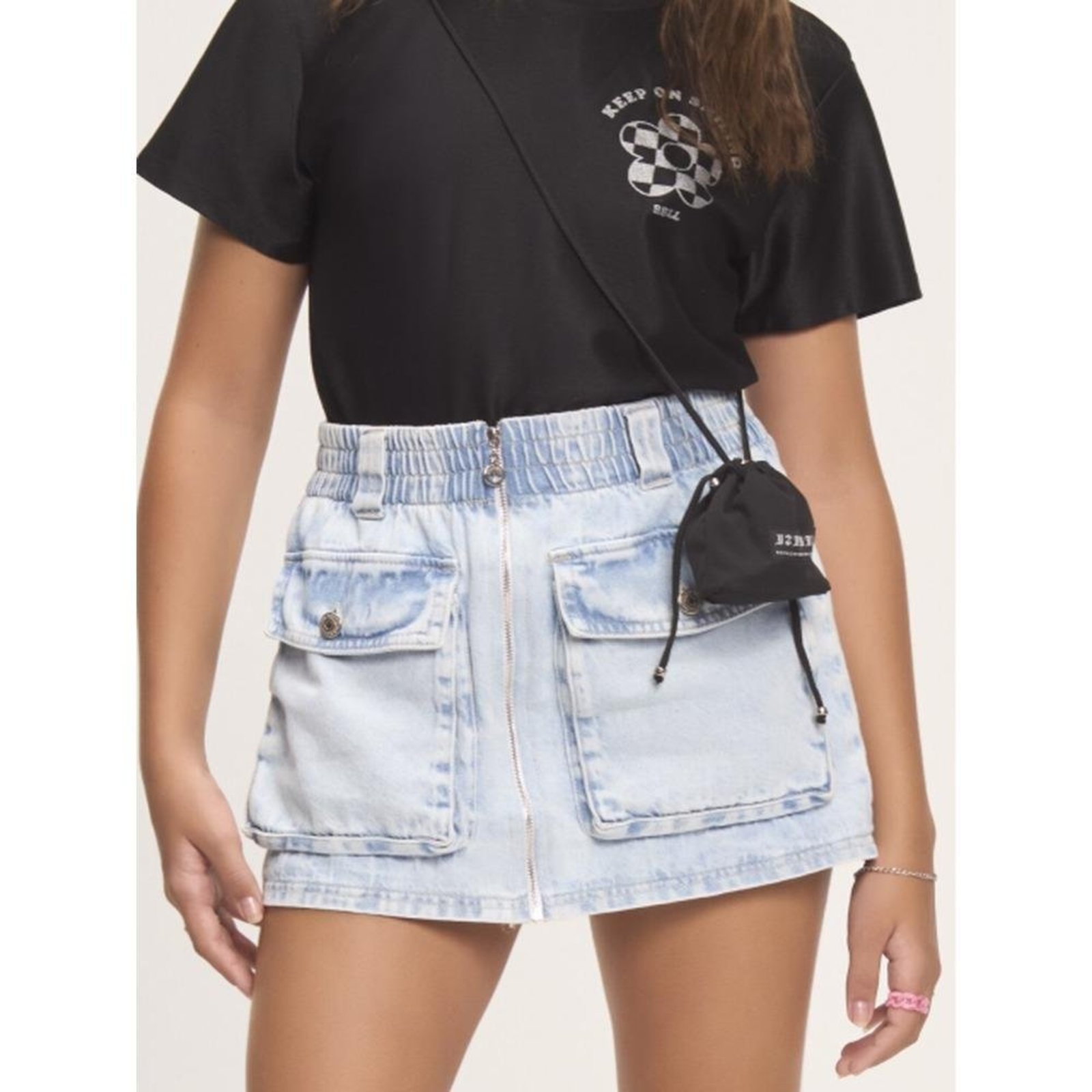 Infantil - Saia Juvenil Elástico Jeans BobbyLulu 18 Azul
