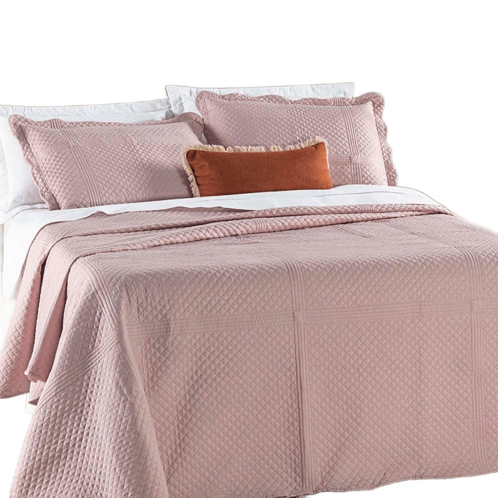 Kit Cobre Leito Colcha Clean Casal Dupla face - Rosa - 100% Poliéster