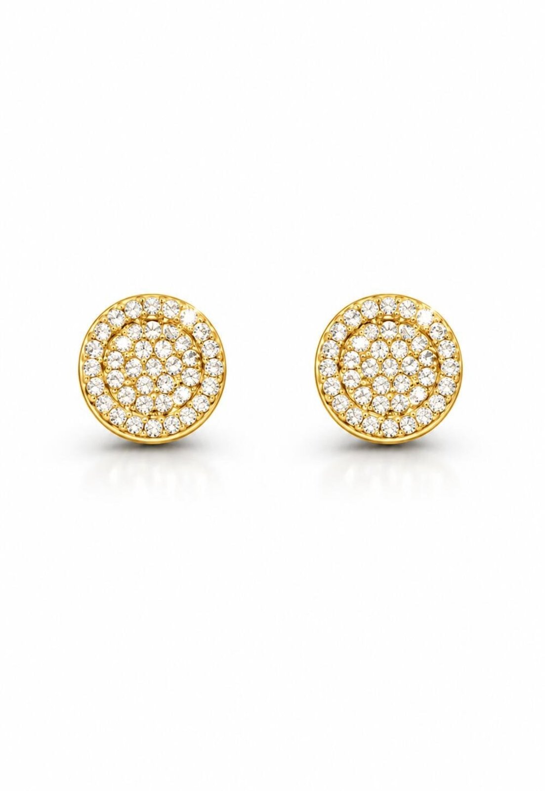 Brinco Redondo Cravejado Com Micro Zircônias Folheado A Ouro 18K Br129-001 Dourado