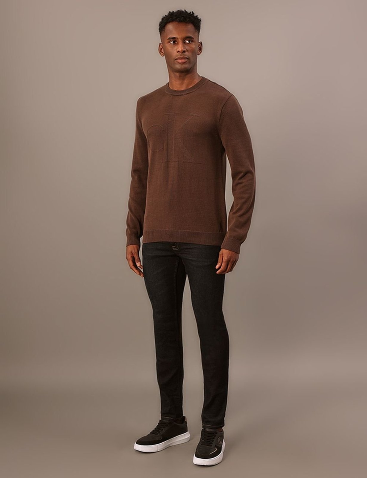 Tricot Masculino Calvin Klein Jeans Maxi Ck - Marrom Calvin Klein Jeans