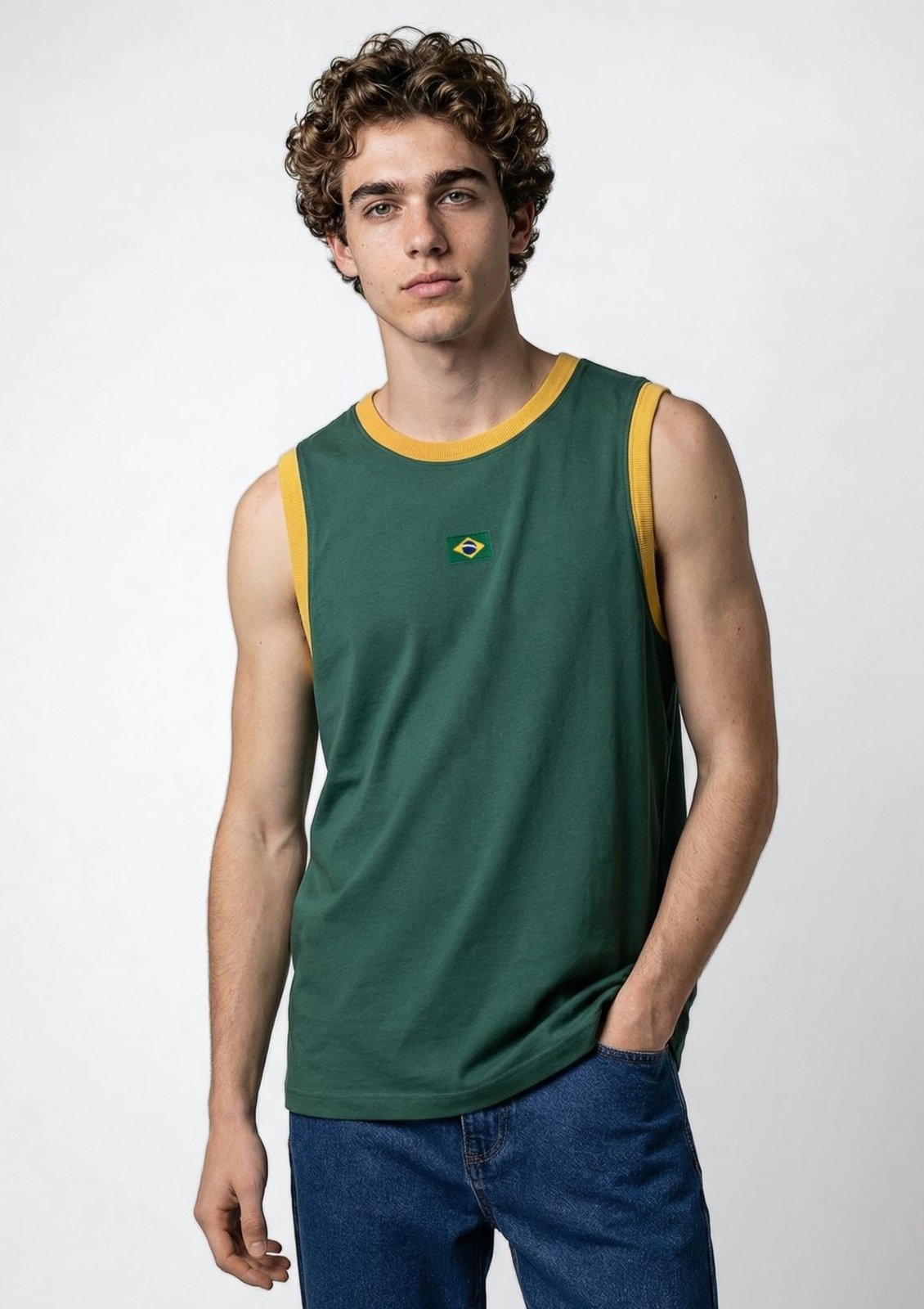 Regata Masculina Em Malha Com Patch Drop Brasil Hering