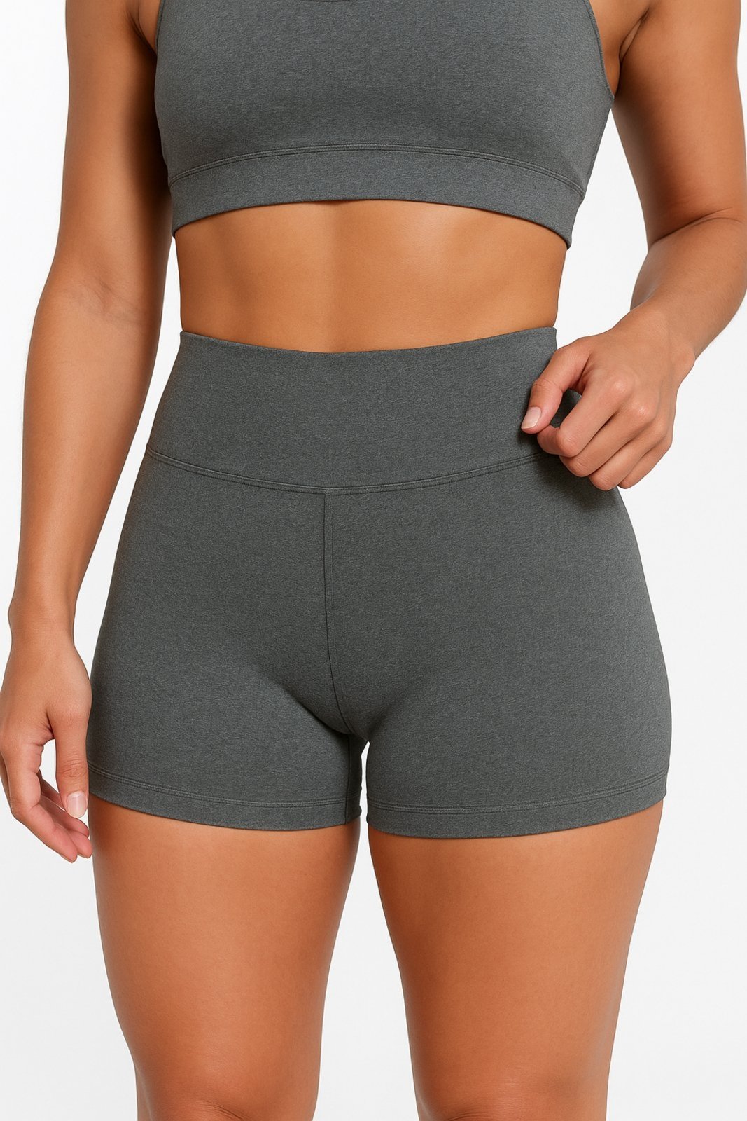 Shorts D Bell Outlet Fashion Cós Alto Esportiva Fitness Cinza