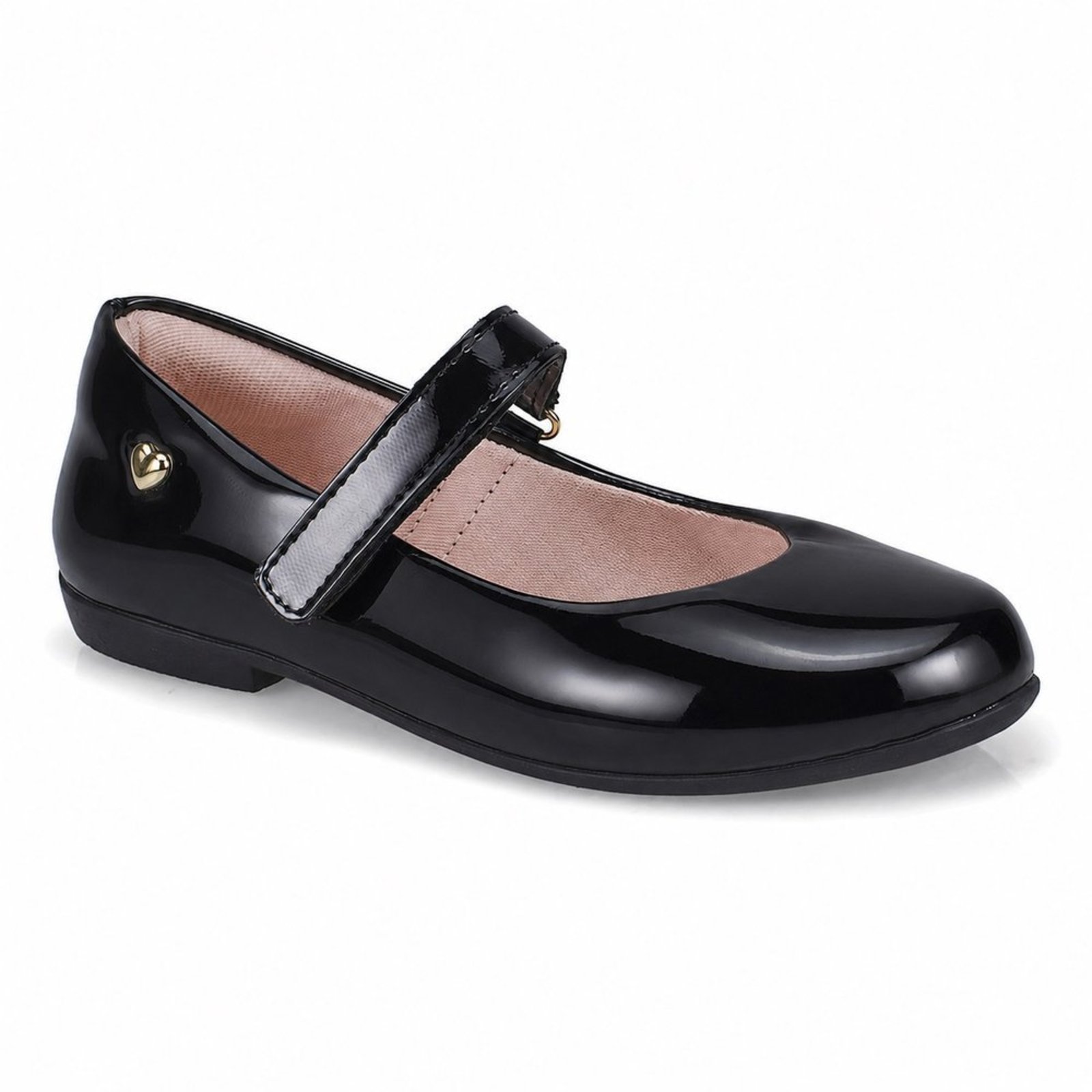 Infantil - Sapatilha Boneca Feminina Verniz Delicada Coração Conforto Ajuste 9370 Pequito