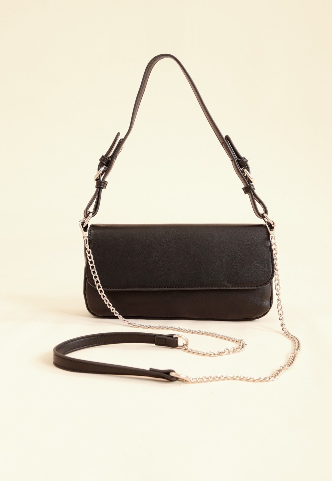Bolsa Baguete Pop Me Com Corrente Preto