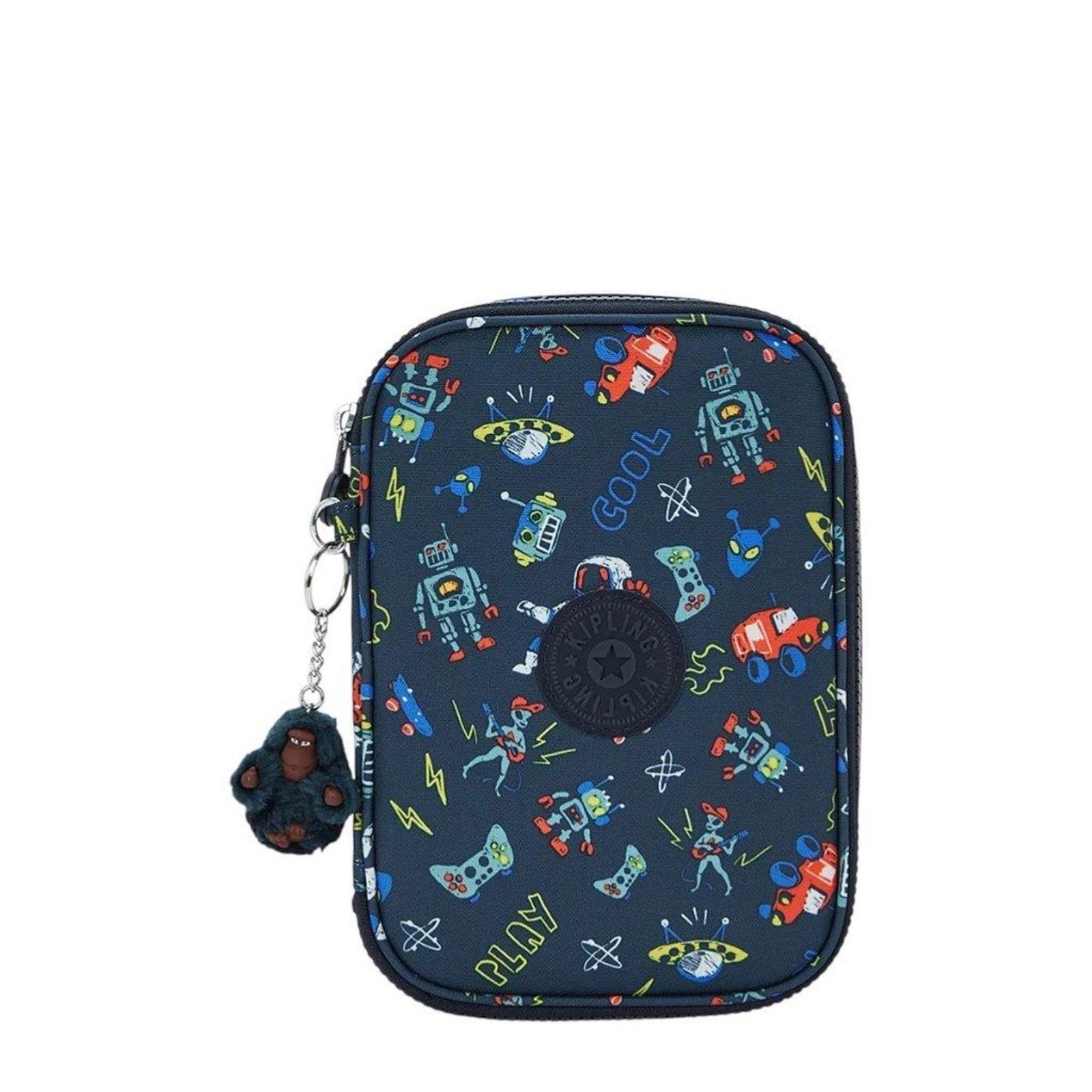 Vista 2 Estojo Kipling 100 Pens Estampado Space Game Azul Kipling incolor azul