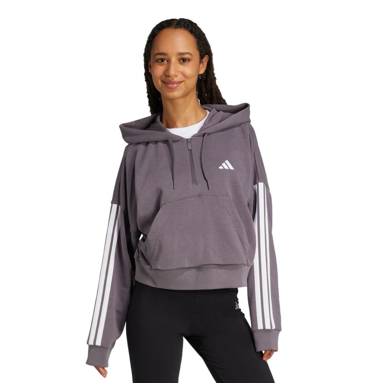 Moletinho Capuz Zíper Essentials Três Listras adidas Sportswear Multicolorido