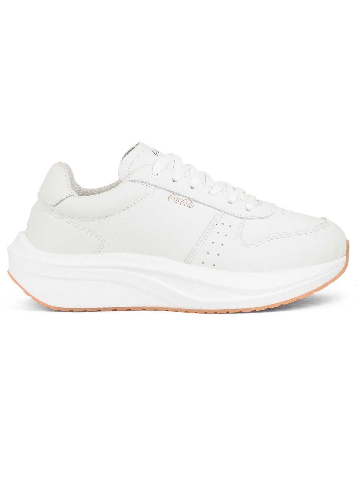 Tênis Masculino Coca Cola Casual Comfort Park Couro Legítimo Cadarço Solado Robusto Branco Off White