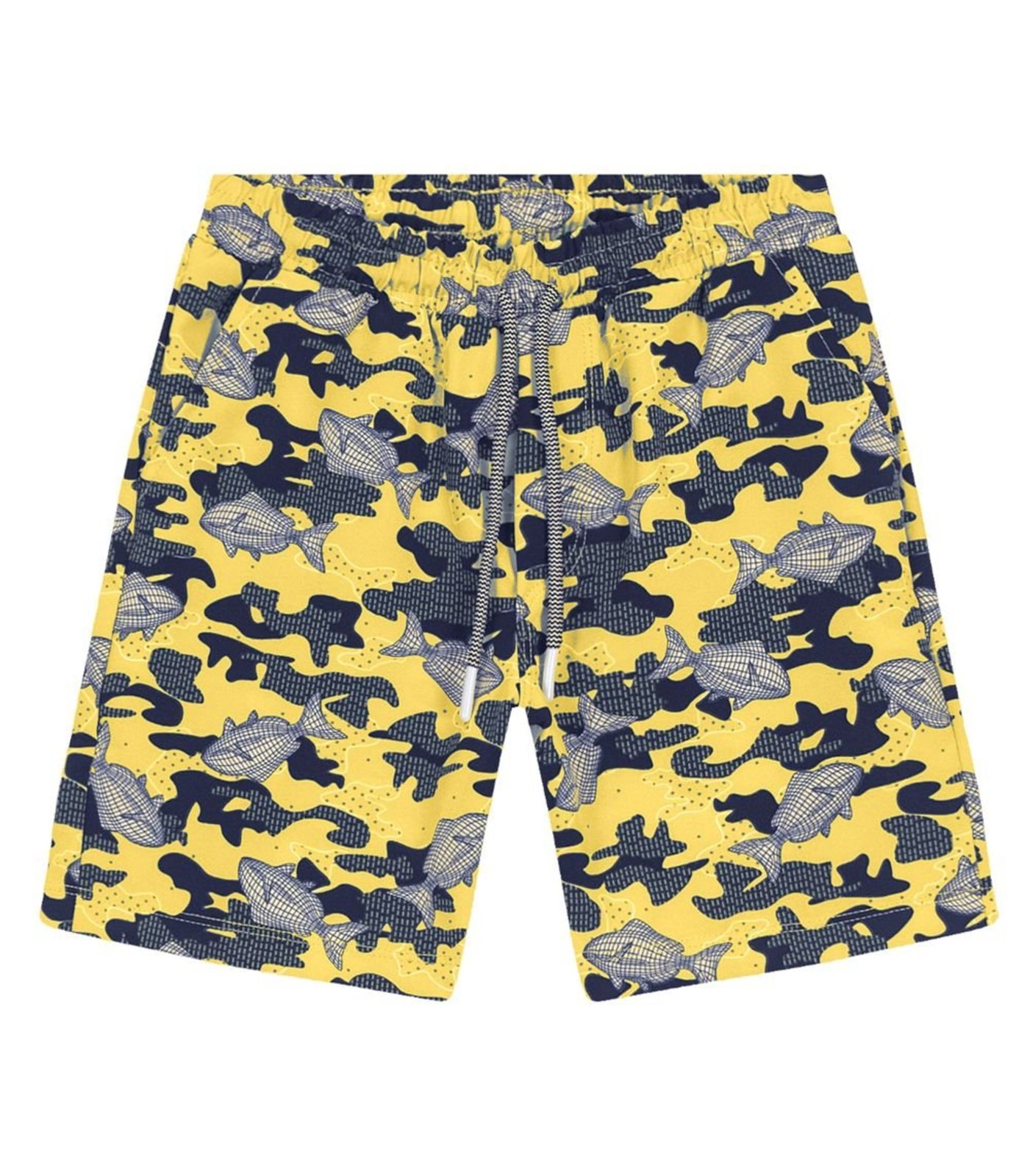 Infantil – Bermuda Estampa De Peixes Trick Nick Amarelo