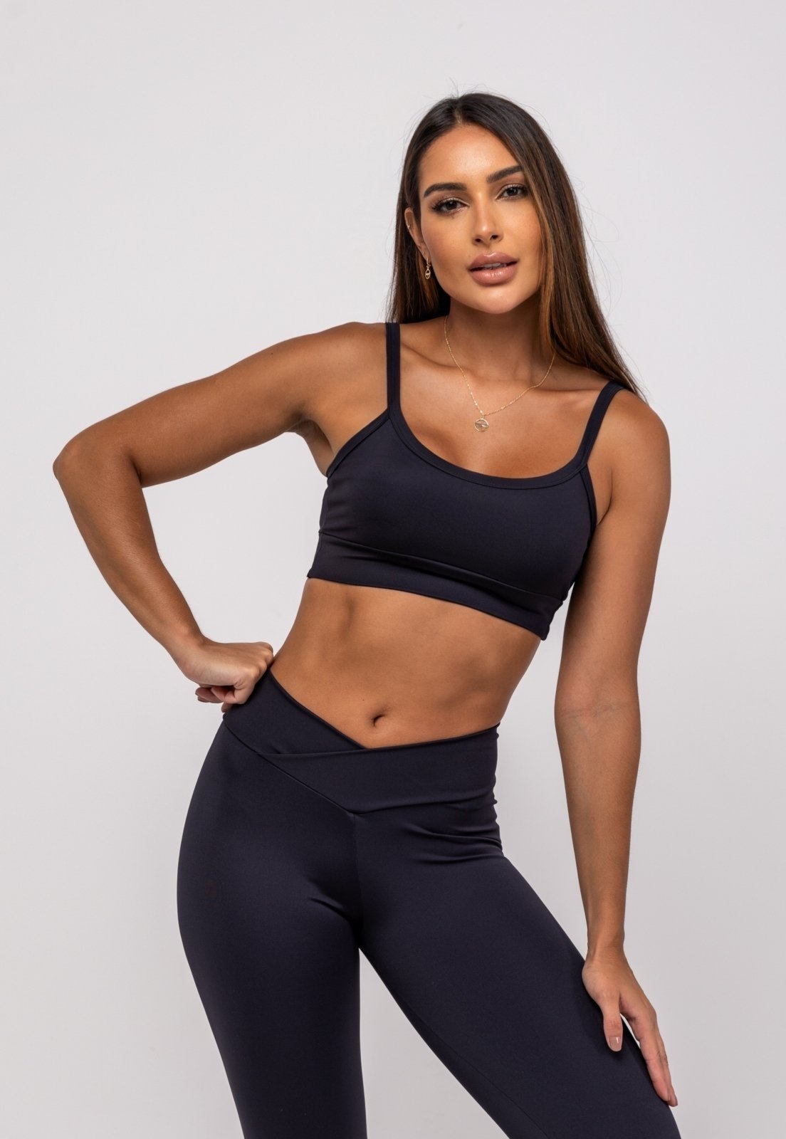 Top Suplex Poliamida Liso Salvatore Preto