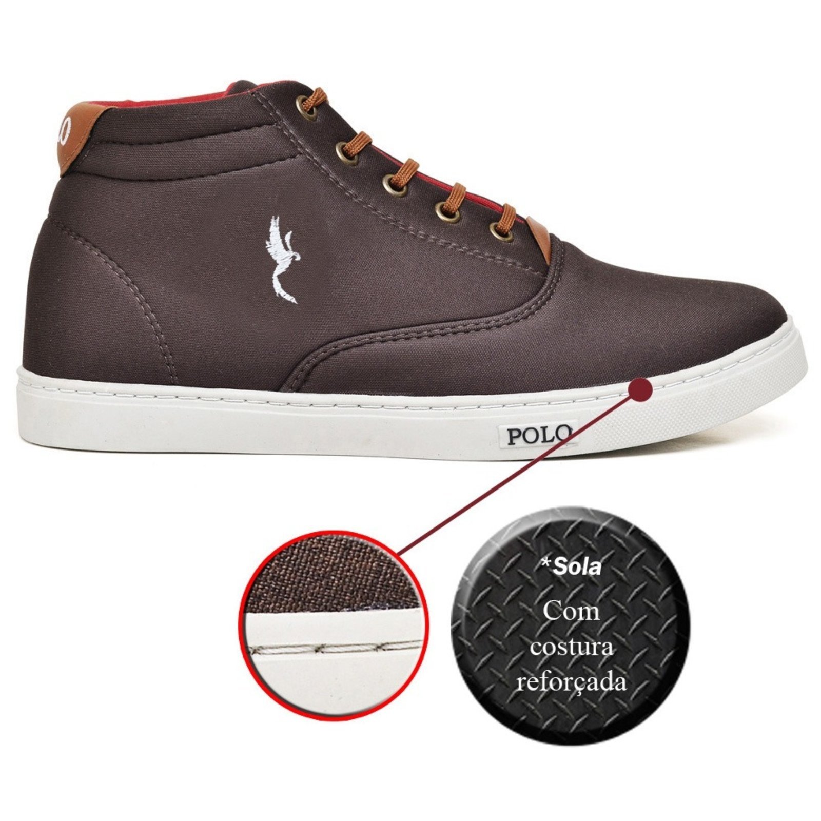 Tenis Botinha Masculina Casual Cano Medio Confortavel 7800 Café