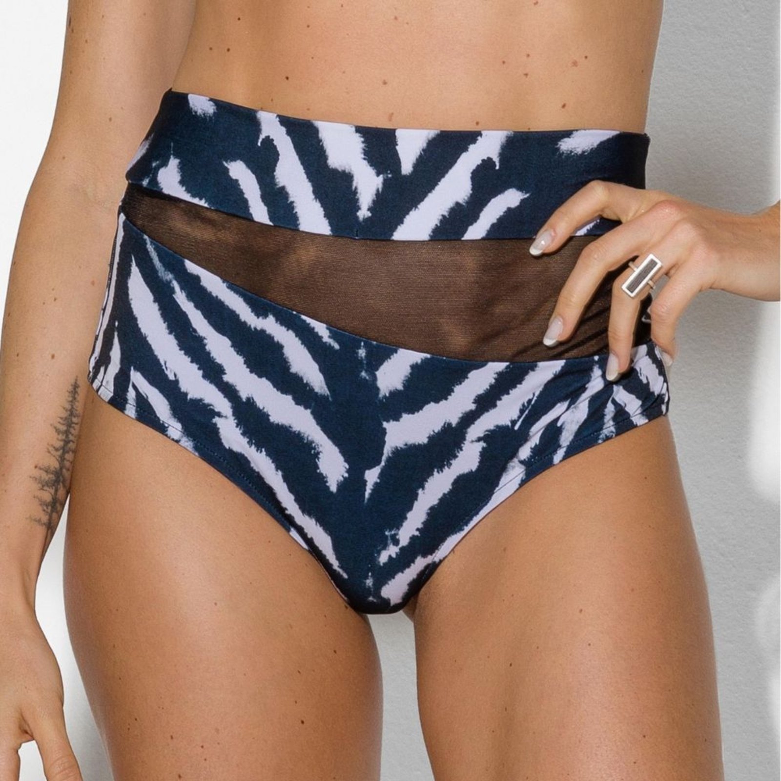 Hot Pant Estampada Fio Duplo Recorte Tule BQ0487CL