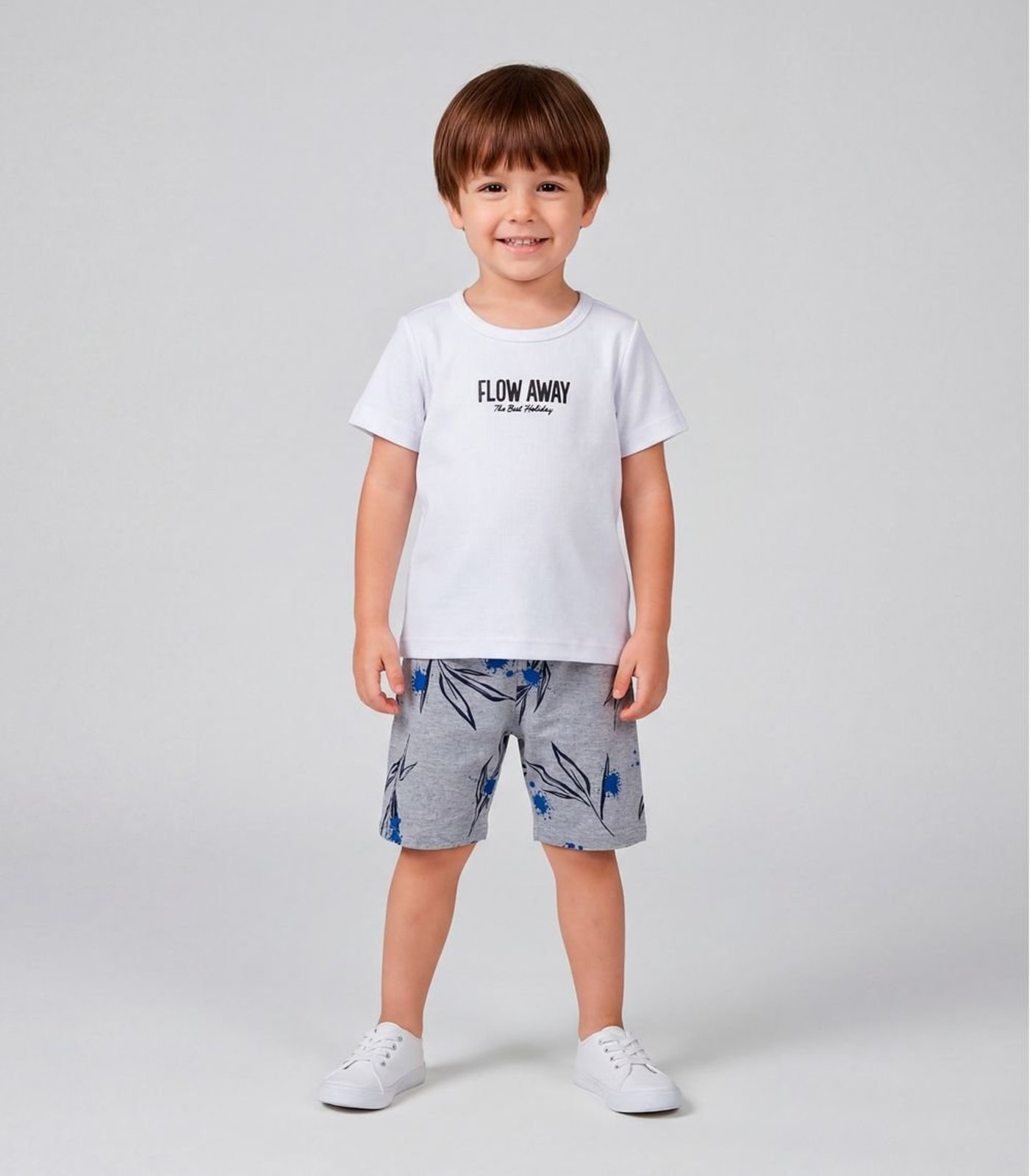 Infantil - Conjunto Menino Com Estampa Localizada Cinza