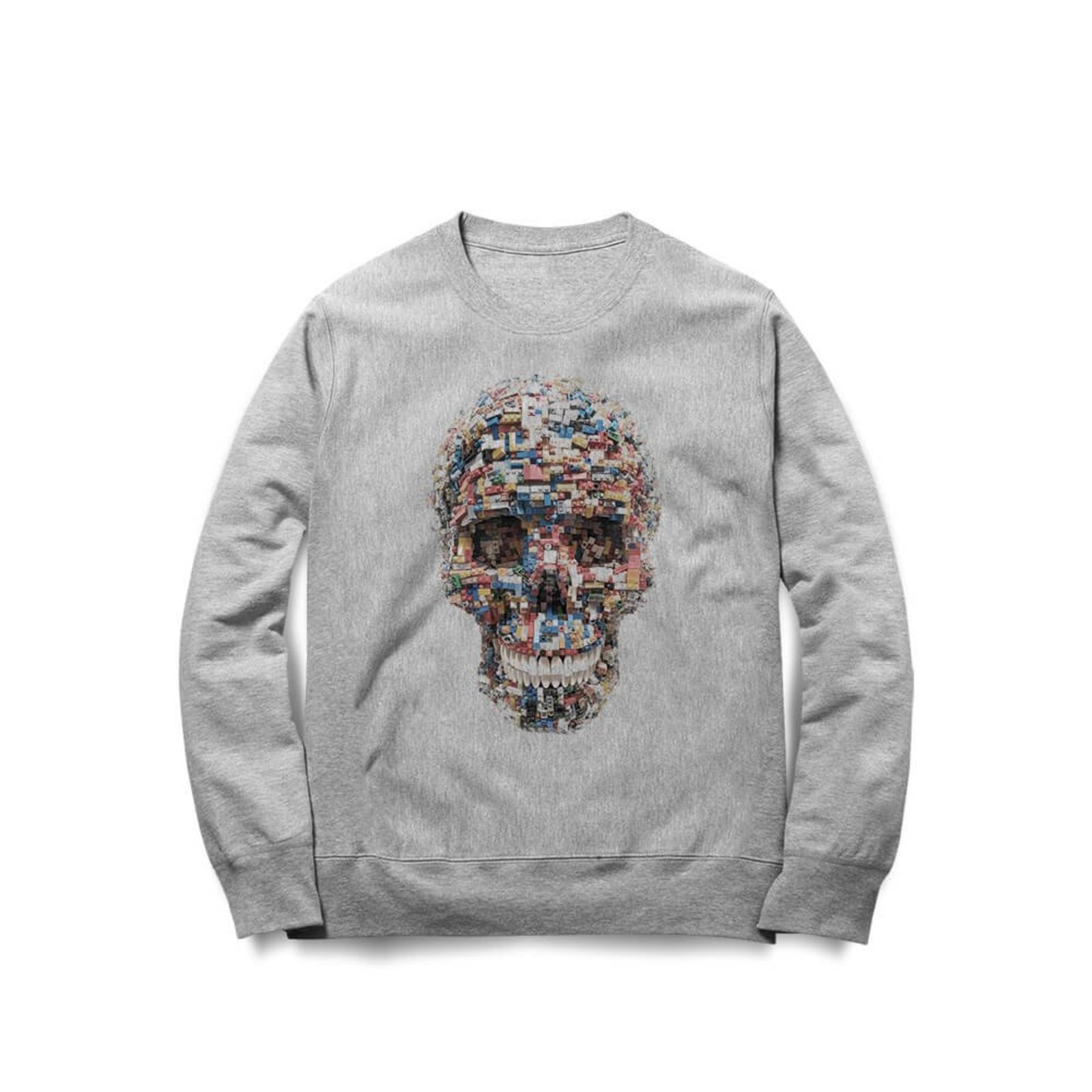 Moletom Skull Parts - Mescla Cinza - Casual - Studio Geek