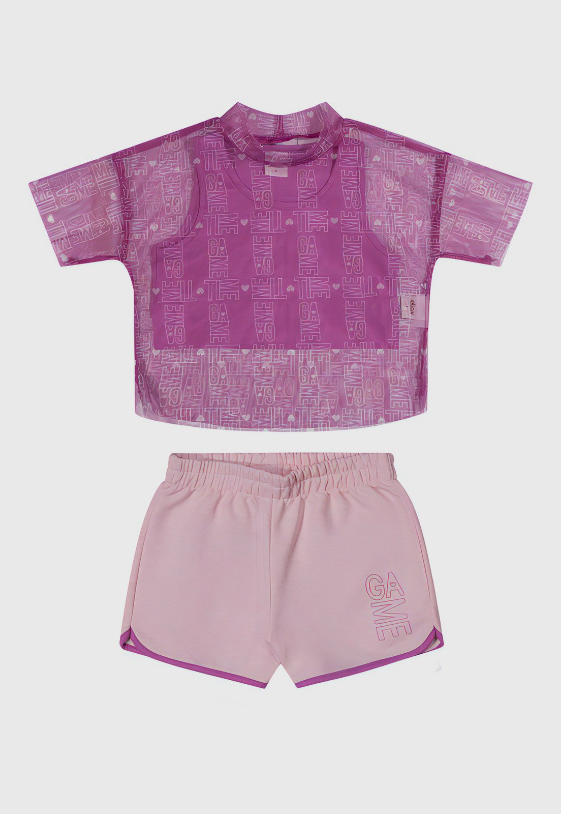 Infantil – Conjunto 2pçs Manga Curta Elian Blusa E Short Rosa