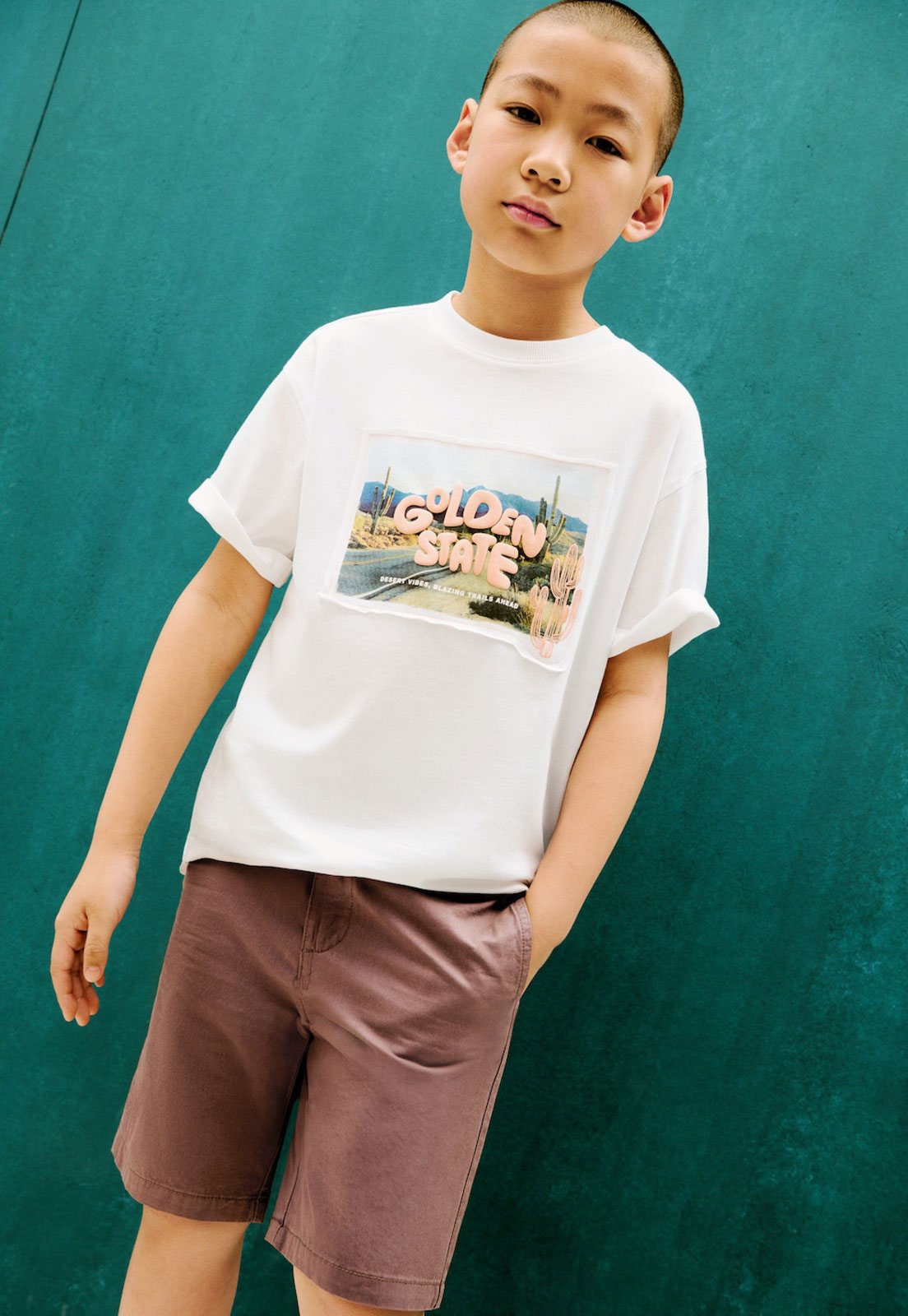 Infantil – Short Sarja MANGO Amarração Marrom