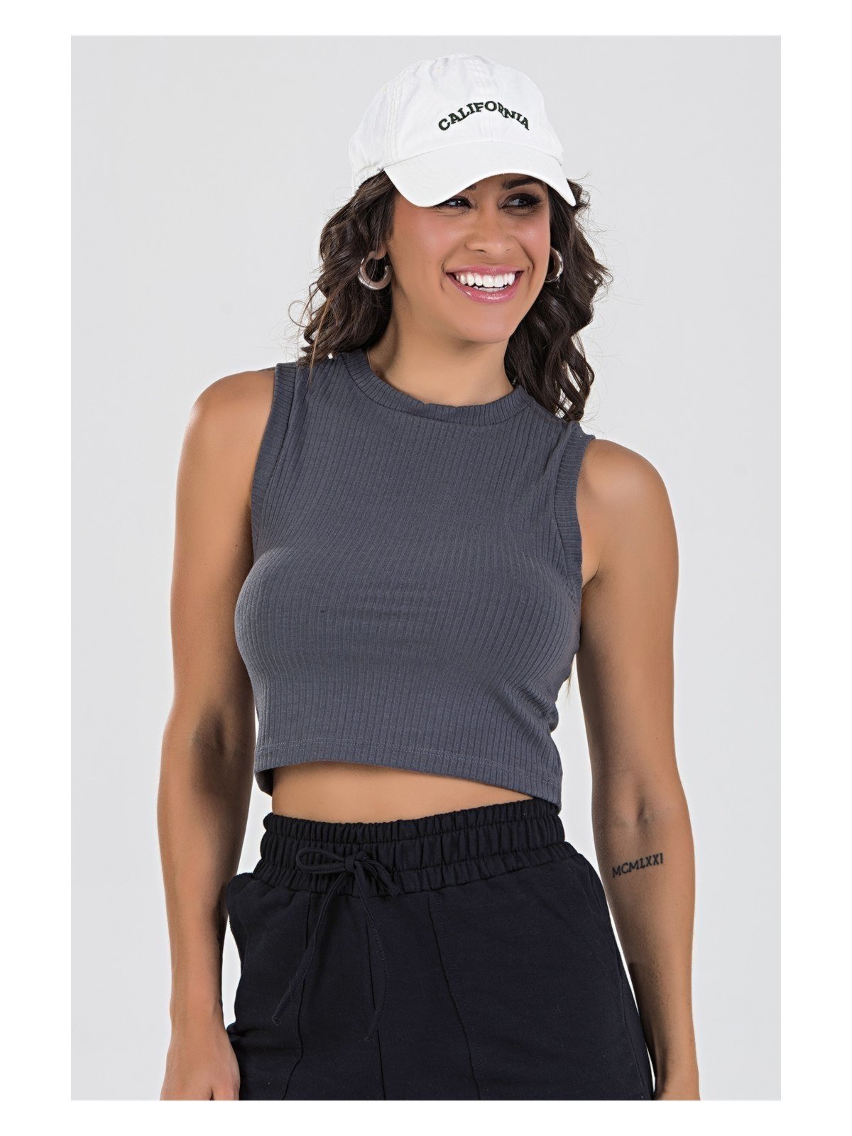 Blusa Cropped Regata Canelada