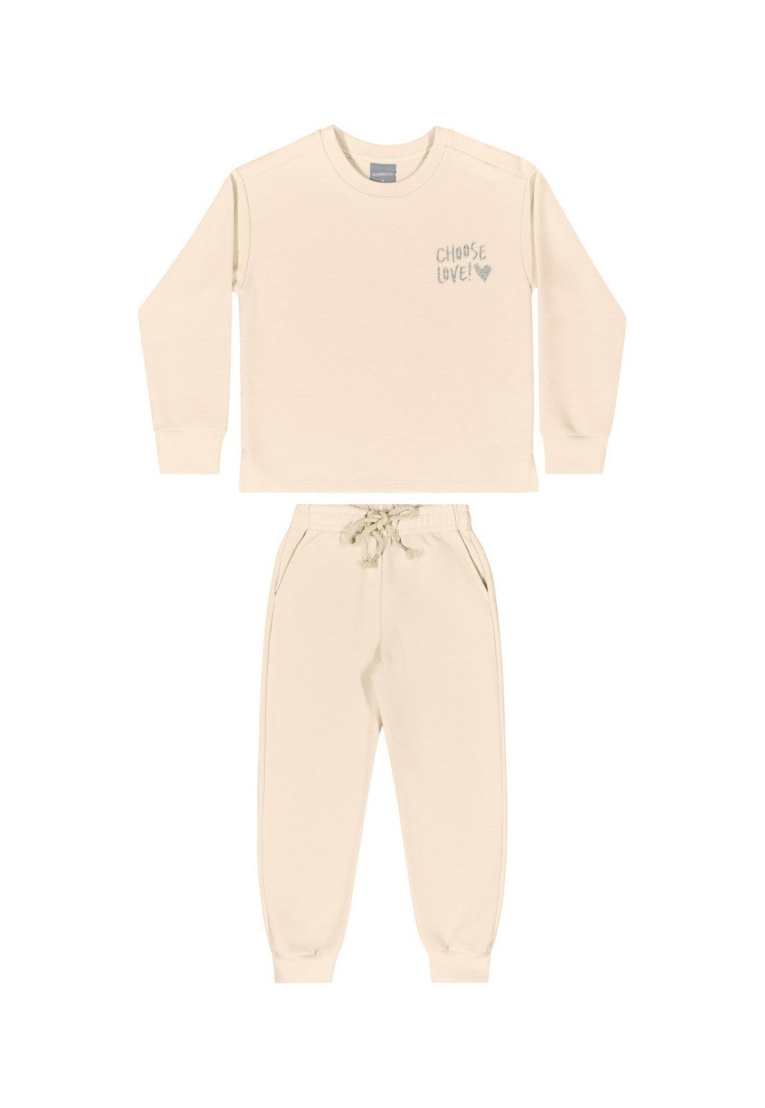 Vista 3 Infantil - Conjunto com Blusão e Calça em Moletom Gorgurão para Menina Quimby bege Quimby bege