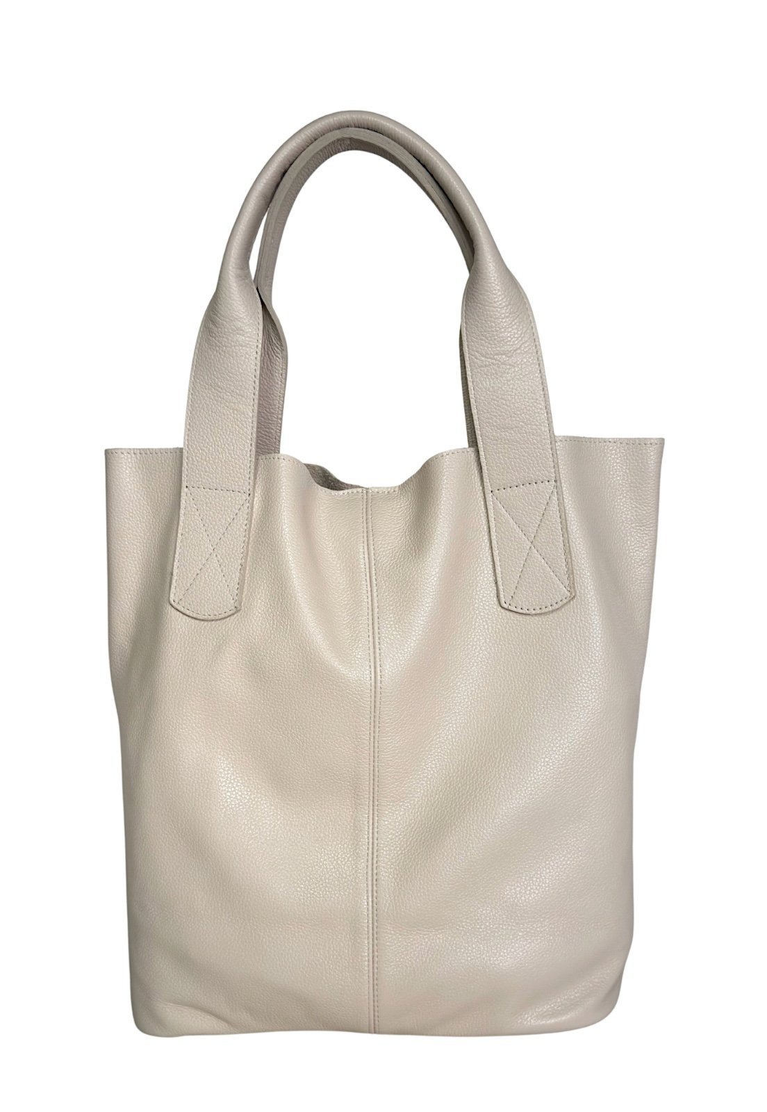 Bolsa Shopper em Couro Legítimo Off-white Sacola Grande com Carteira Interna