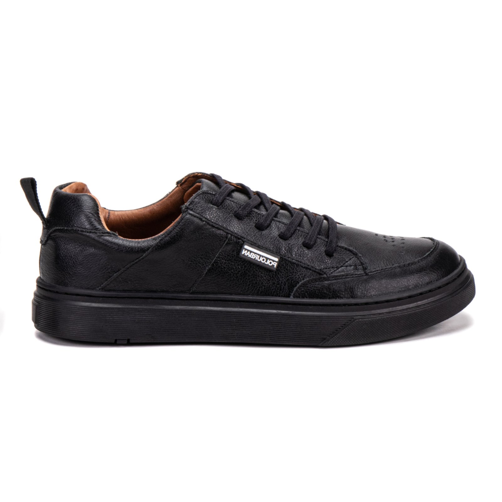 Tênis Masculino Couro Legítimo Miuzzi Social Formal Casual Com Cadarço Preto