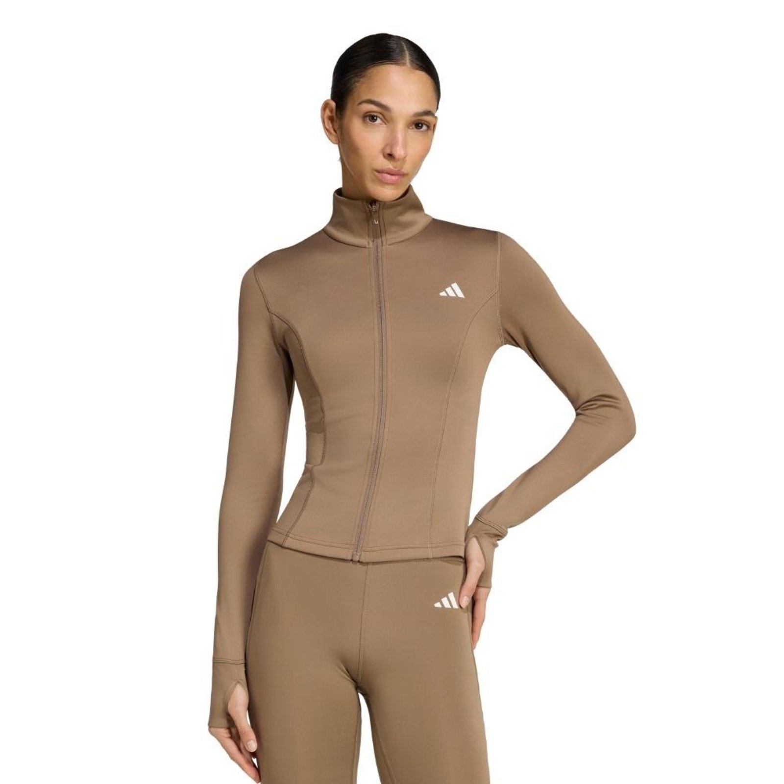 Jaqueta Zíper Optime Essentials adidas Performance Bege