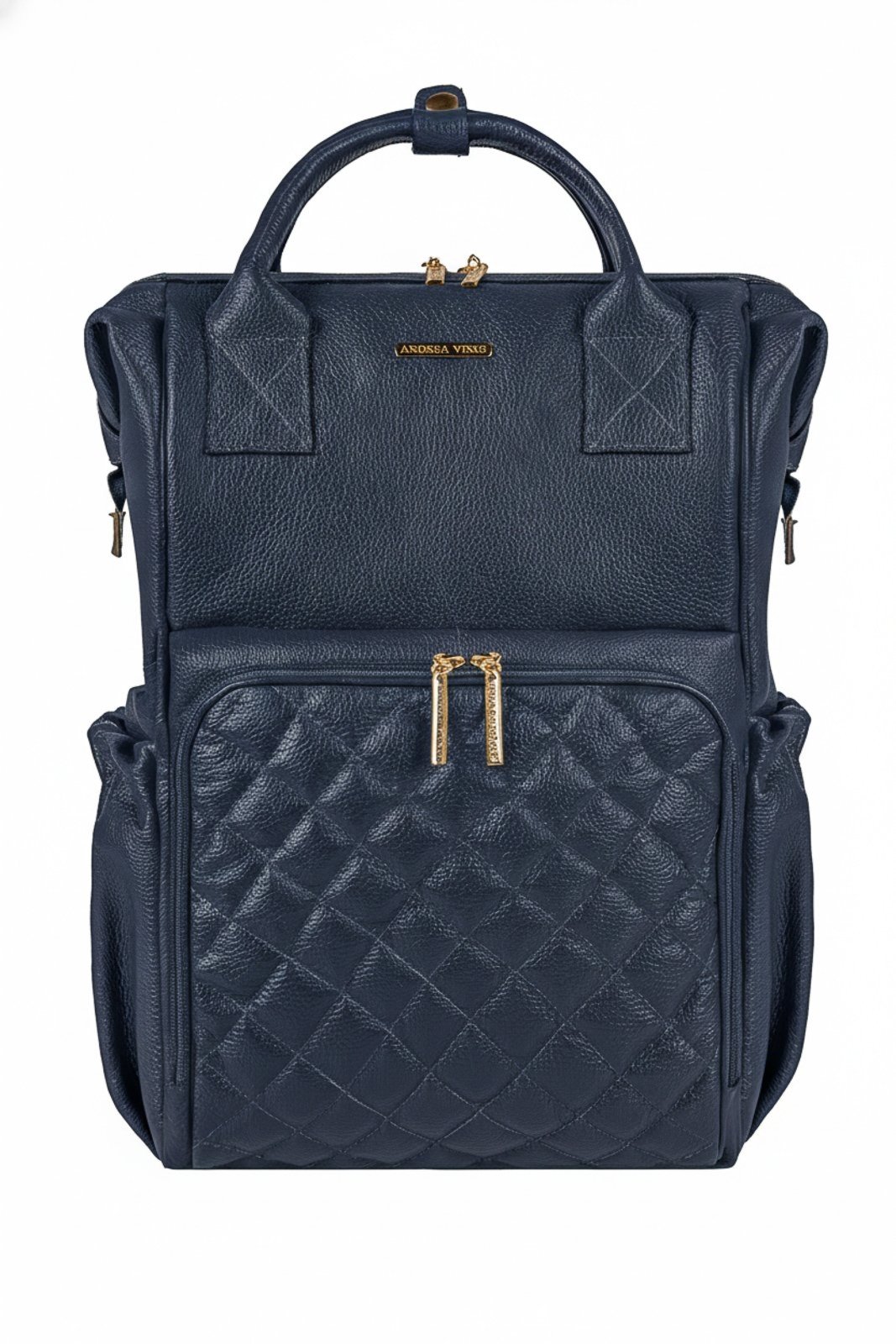 Mochila maternidade multifuncional de couro liso Vitta - Azul