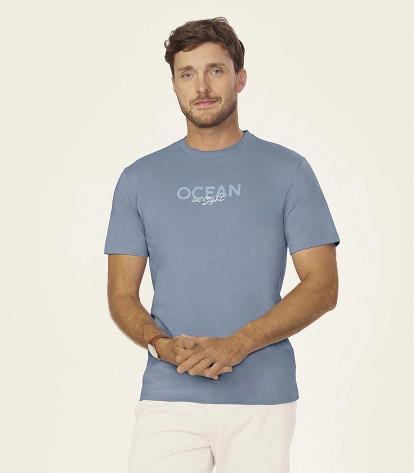 Camiseta Masculina Meia Malha Com Estampa Diametro Azul