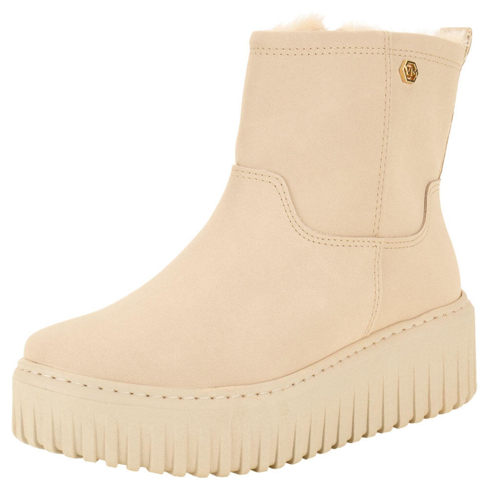 Bota Feminina Cano Baixo Via Marte 04701004 5834710 Bege