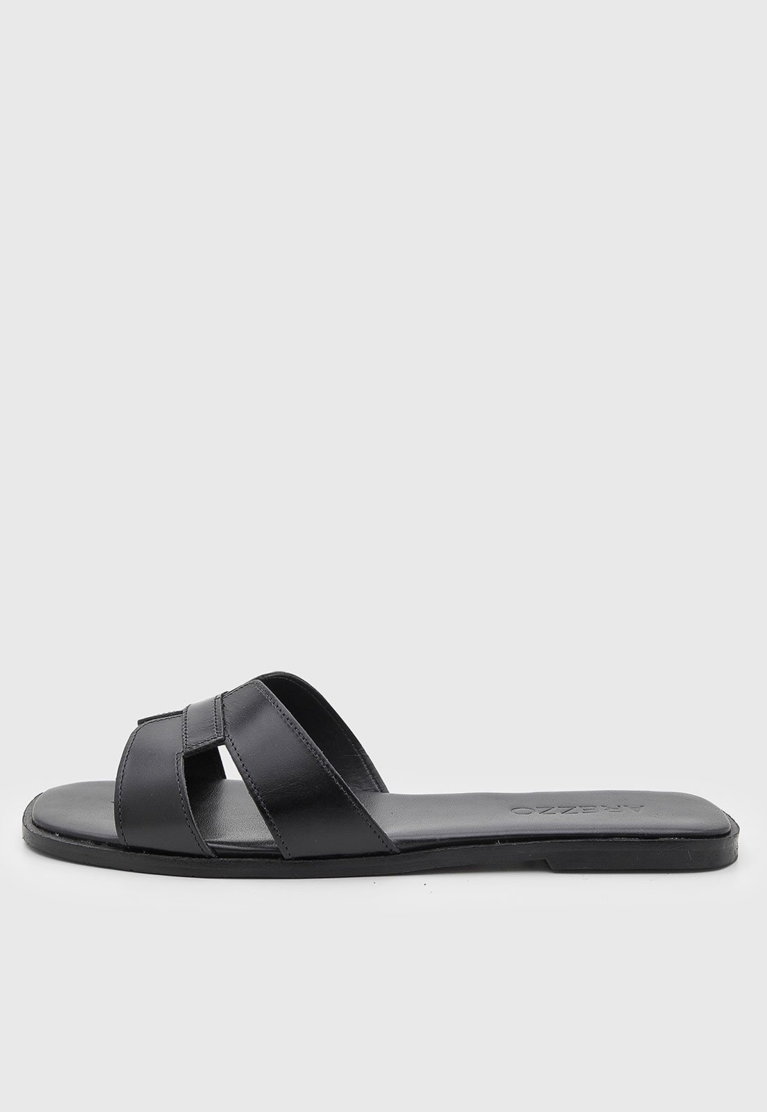 Rasteira Feminina Arezzo Flat Couro Preta
