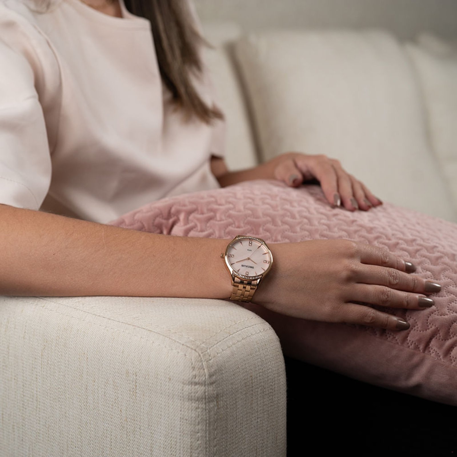 Vista 3 Relógio Seculus Feminino Cristais Madrepérola Rosé rosa rosé Seculus rosa rosé