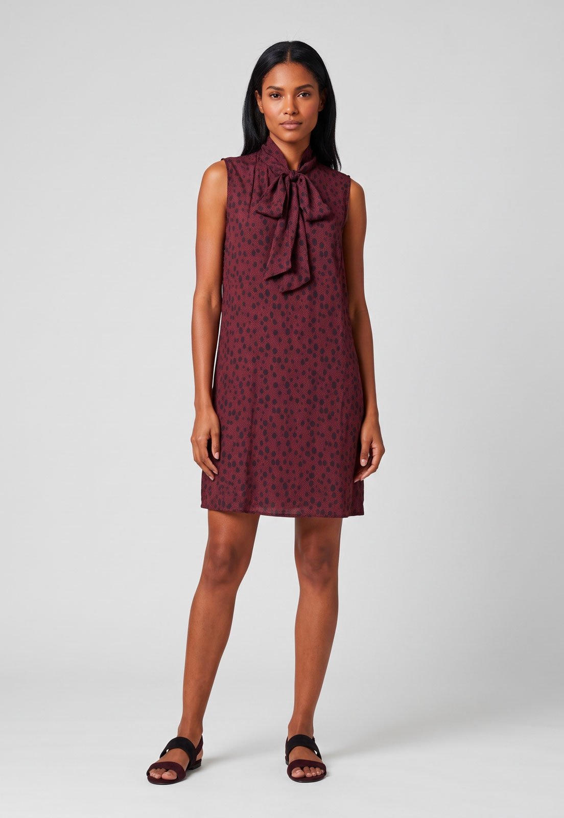Vestido Lez a Lez Curto Estampado Burgundy