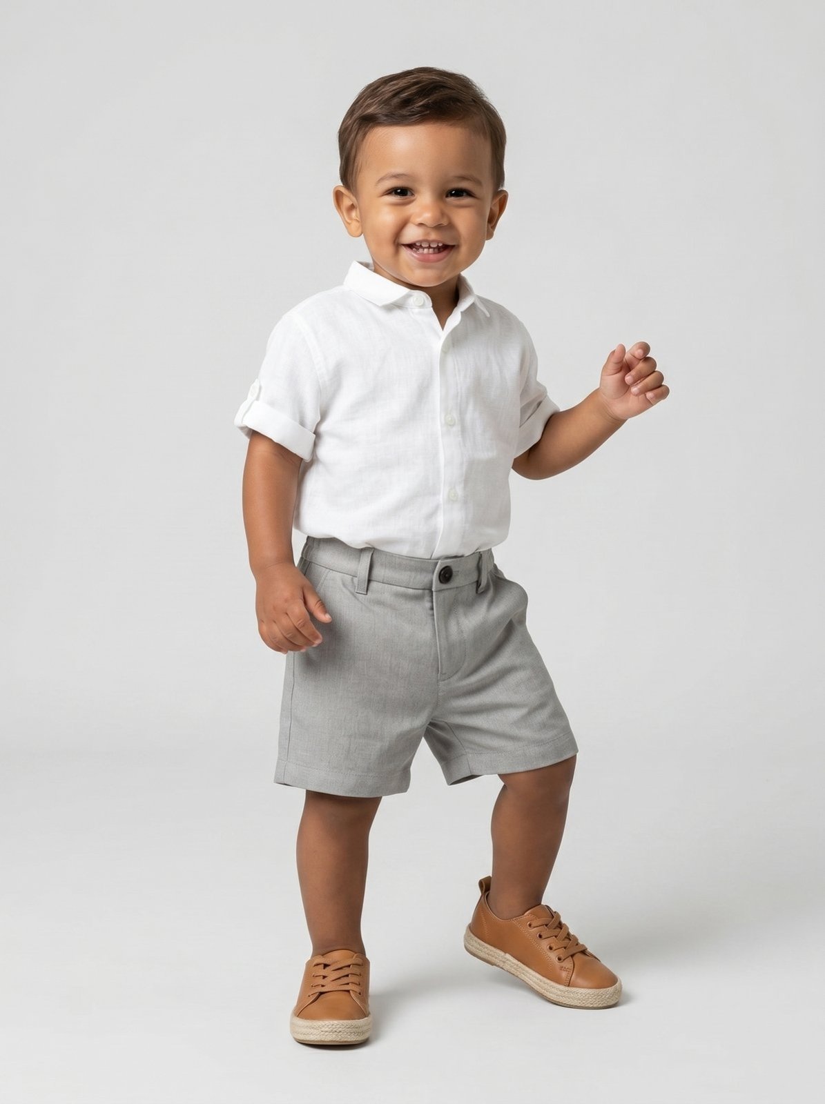 Infantil - Bermuda Linho Puro - Natural - 01