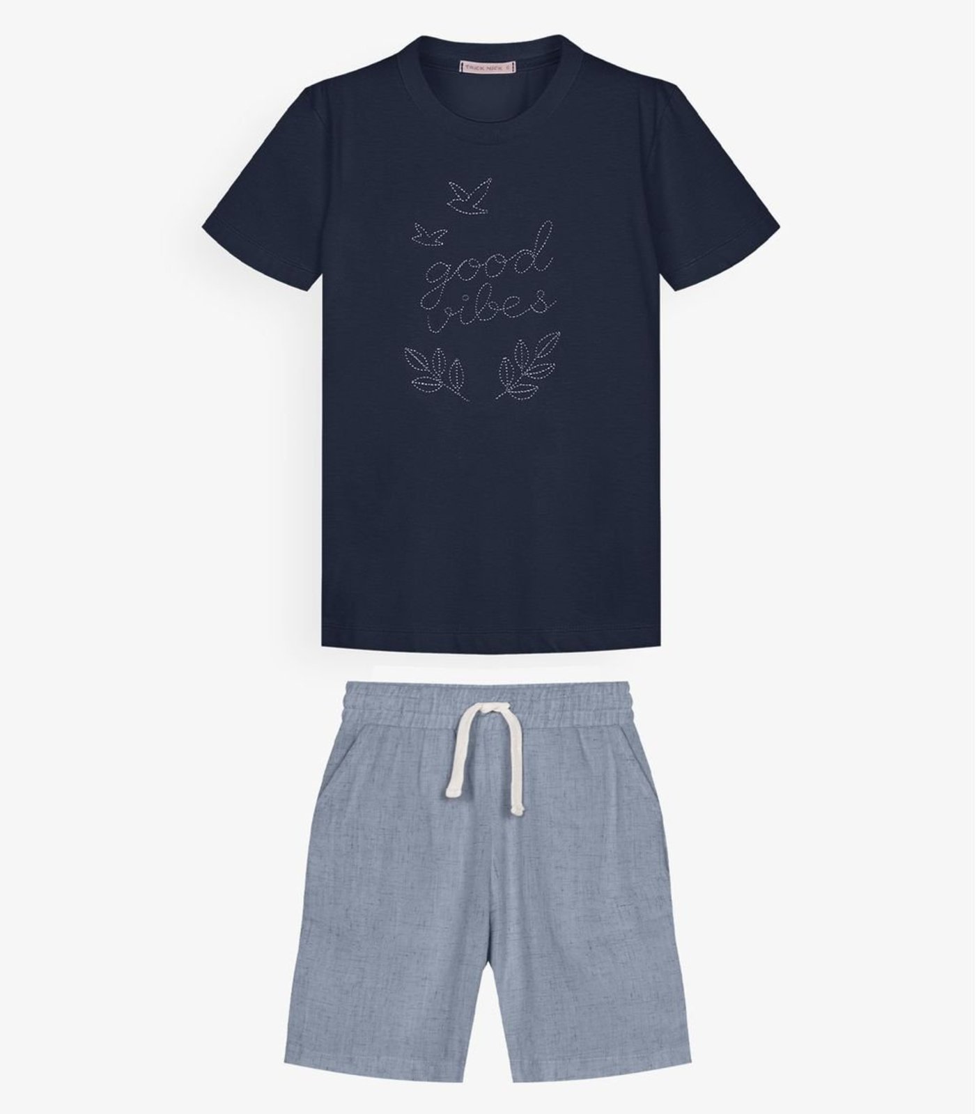 Infantil - Conjunto Camiseta Com Bermuda Trick Nick Azul