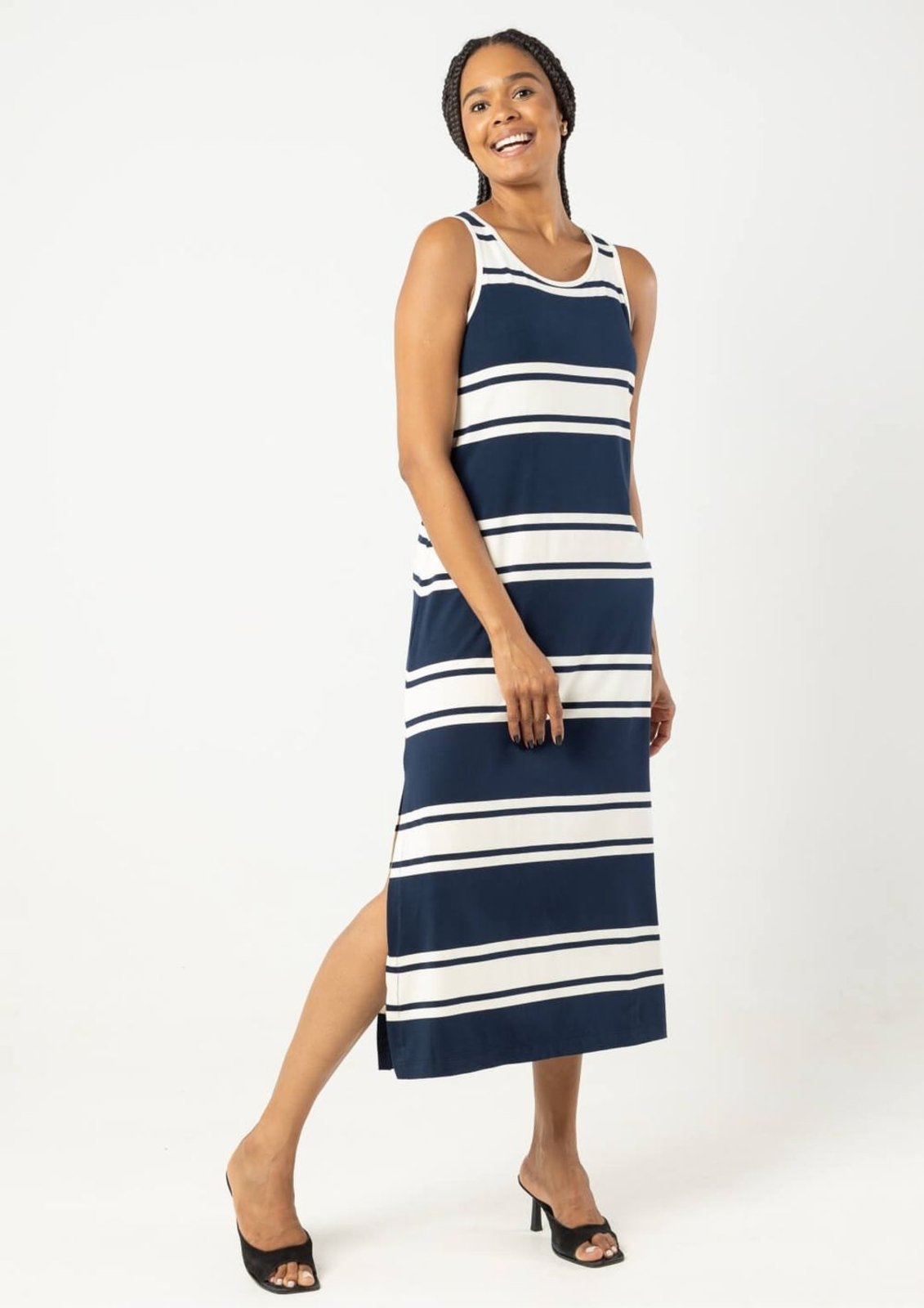 Vestido Regata Midi Pau a Pique Listrado Azul Marinho MARINHO – PP Pau a Pique