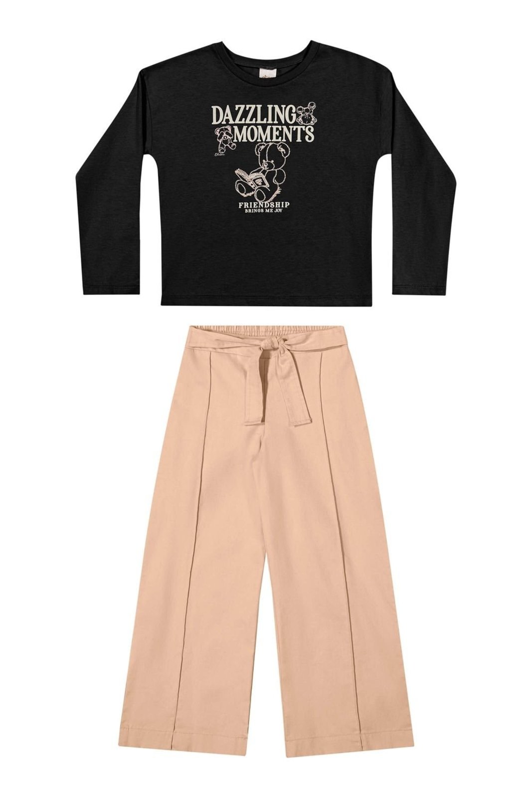 Infantil - Conjunto Longo Menina Ursinhos Elian Preto