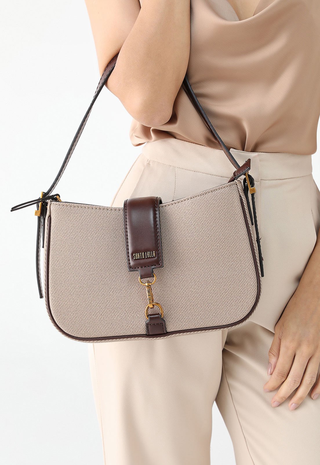 Bolsa Tiracolo Santa Lolla Fivela Bege
