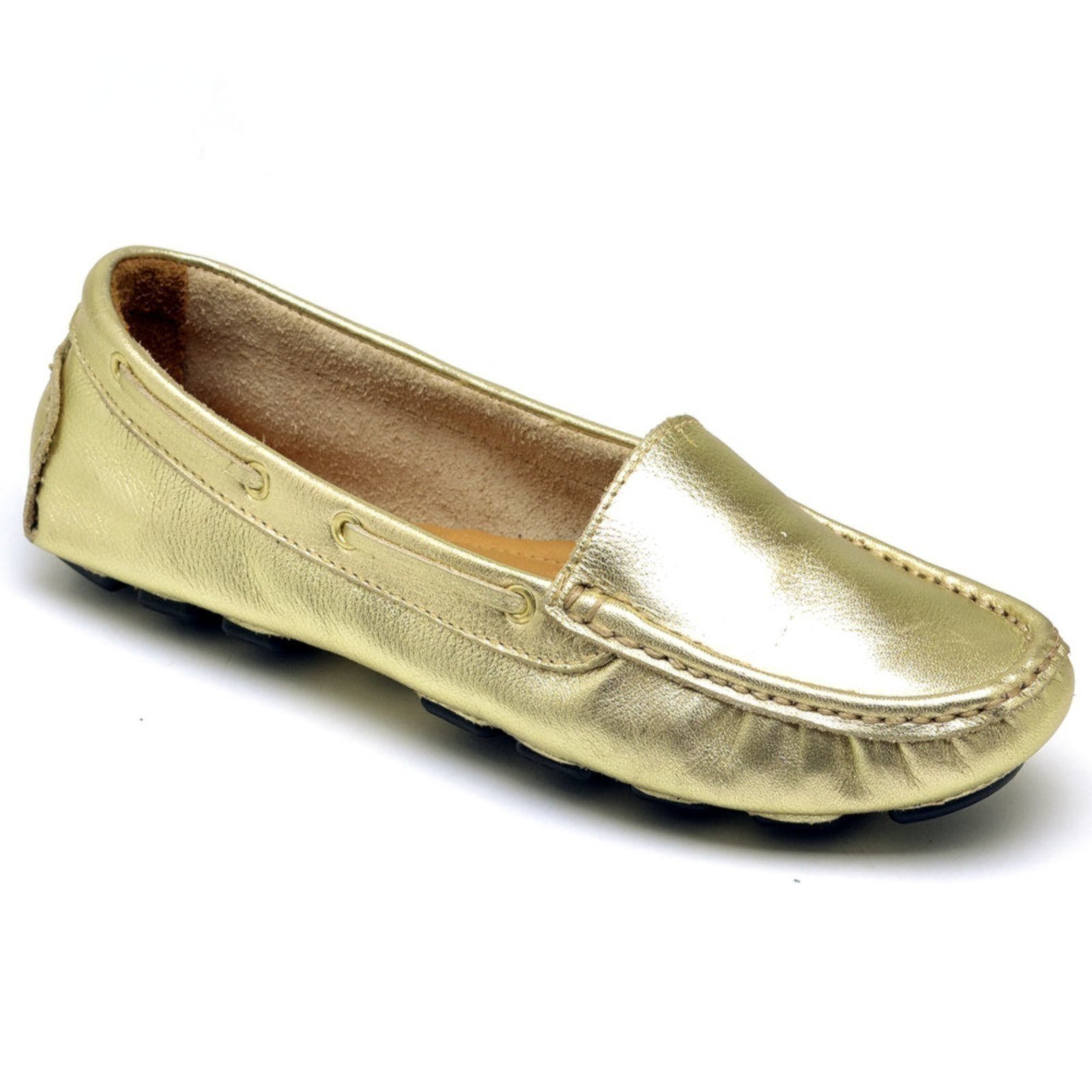 Mocassim Drive Nine4 Estilo Casual Em Couro Estilo Calçar Ouro