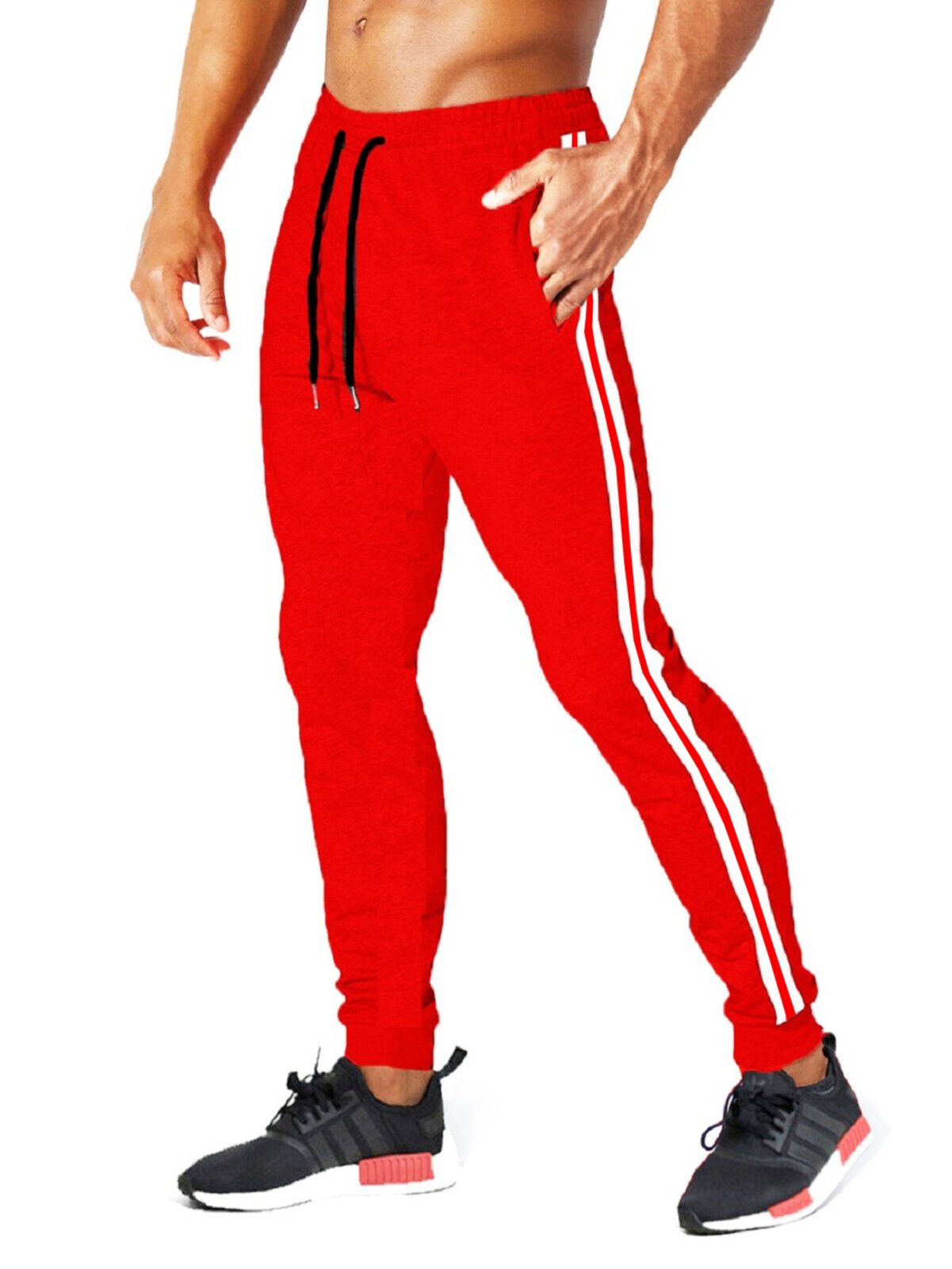 Calça Moletom Masculina Skinny Sport Slim Casual ou Academia Luxo Vermelha