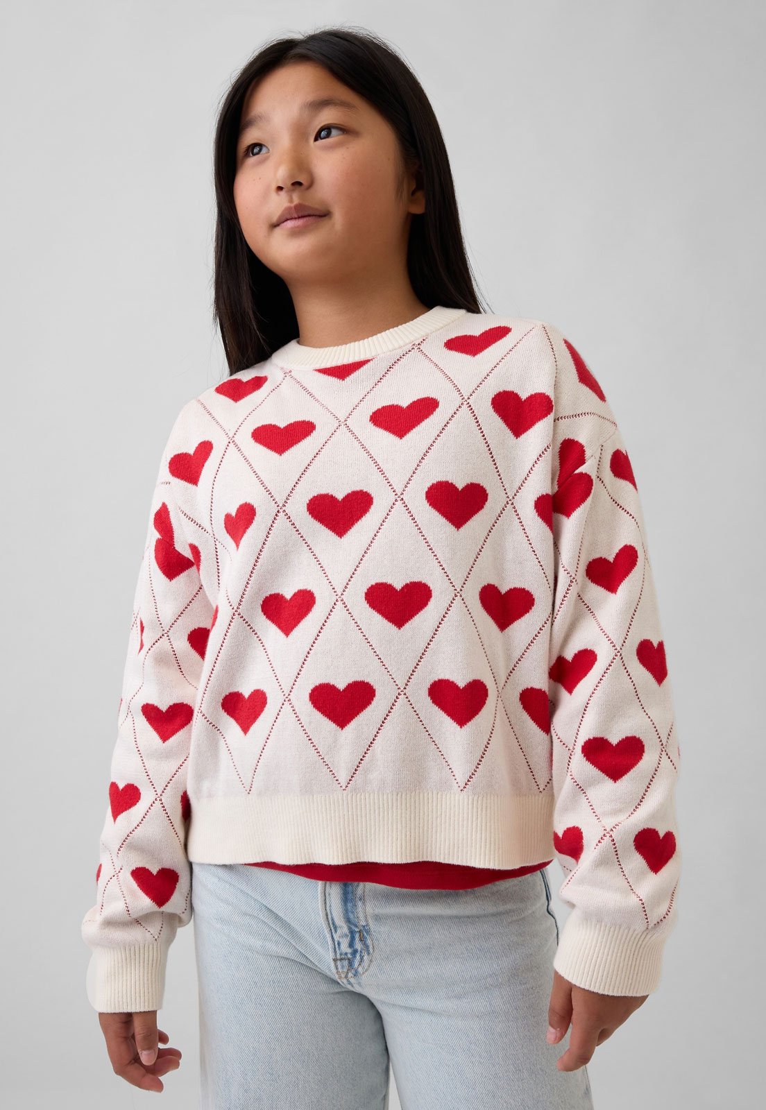 Infantil - Suéter Infatil GAP Corações Off-White