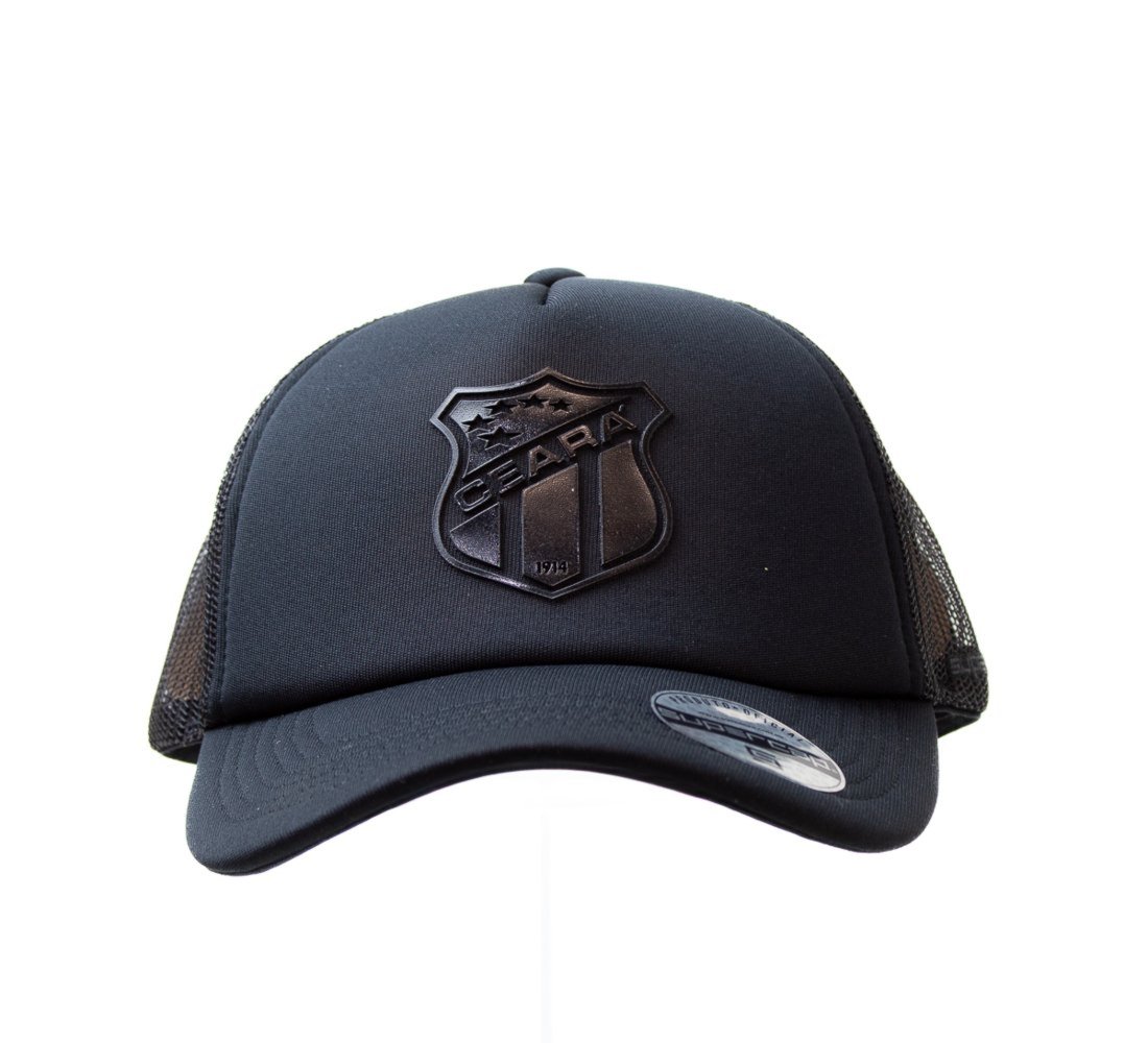 Vista 2 Boné Supercap Ceará Trucker Silk Relevo Helanca Supercap preto