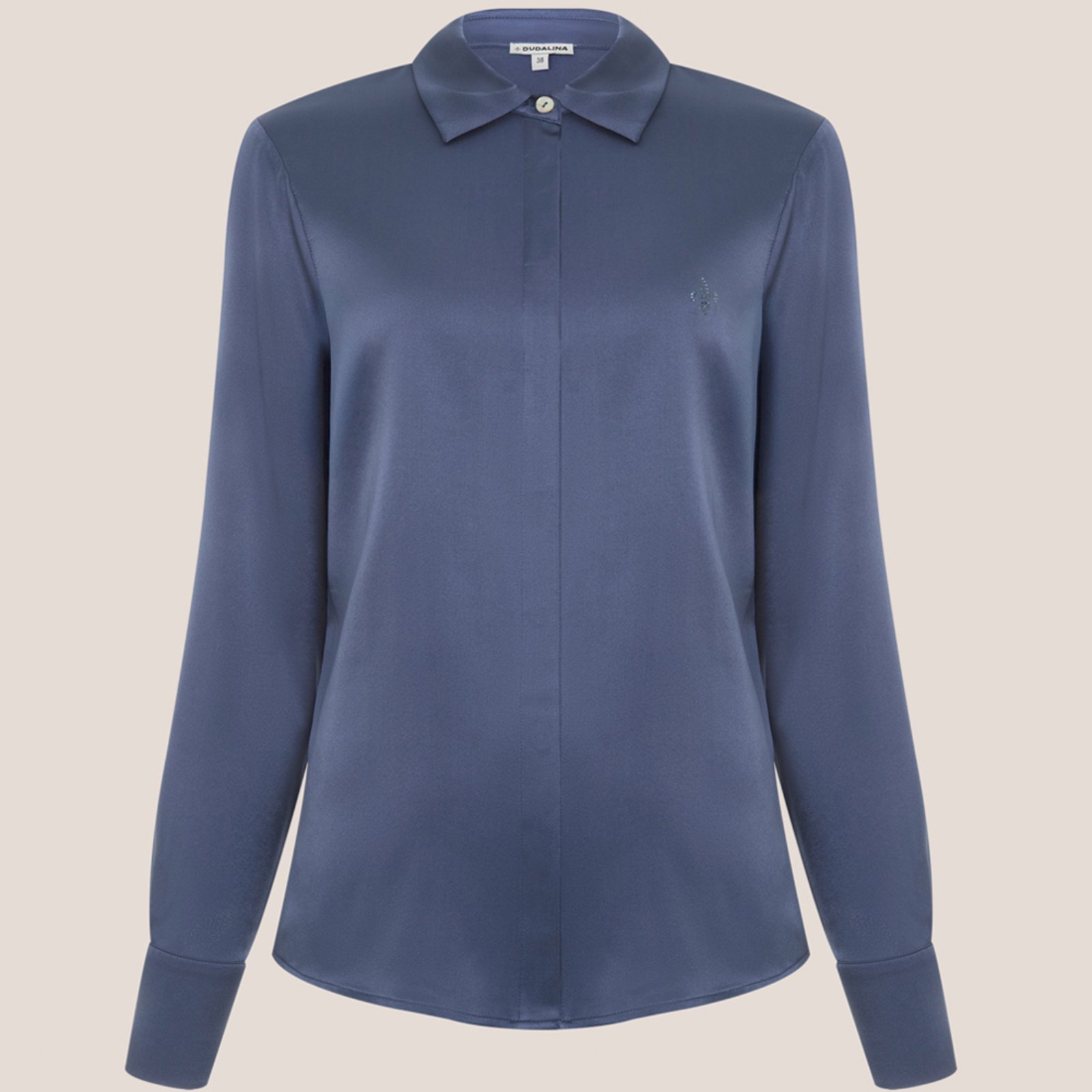 Vista 2 Camisa Dudalina Seda Lisa Ve26 Feminino azul azul