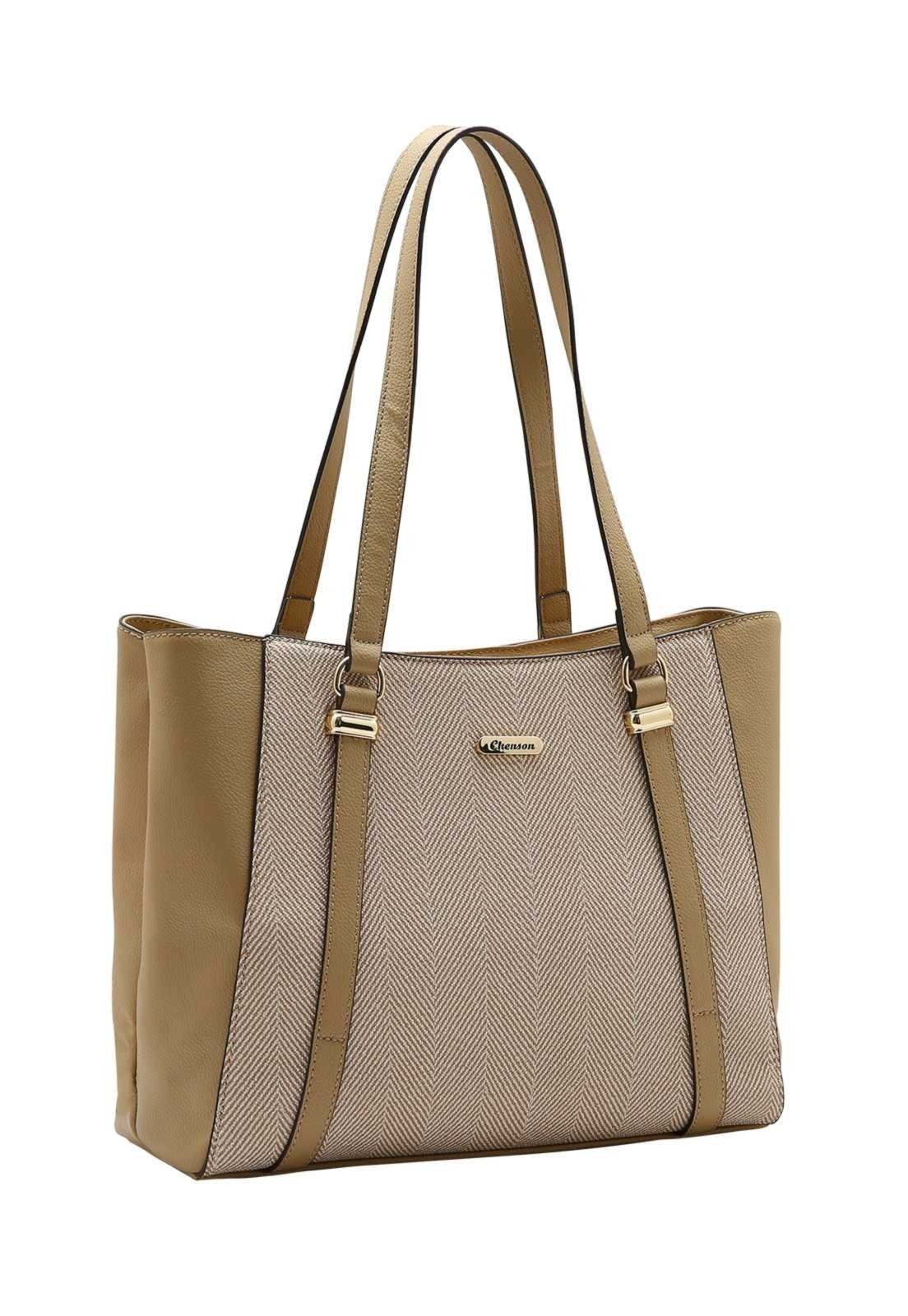 Bolsa Feminina Chenson Ombro Contrastes 3485922 Bege