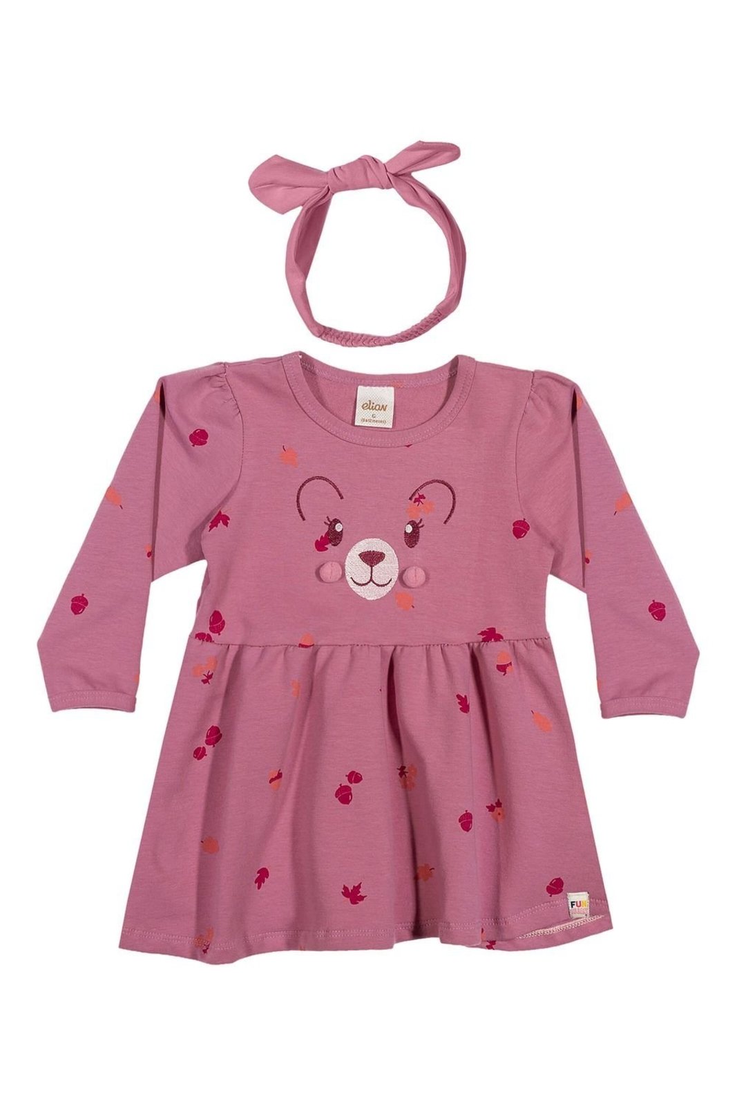 Infantil - Vestido Menina Com Faixa de Cabelo Elian Rosa