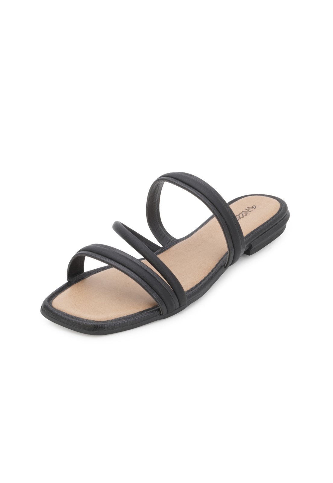 Sandália Rasteira Mississipi MB24-MB041 Preto-Caramelo
