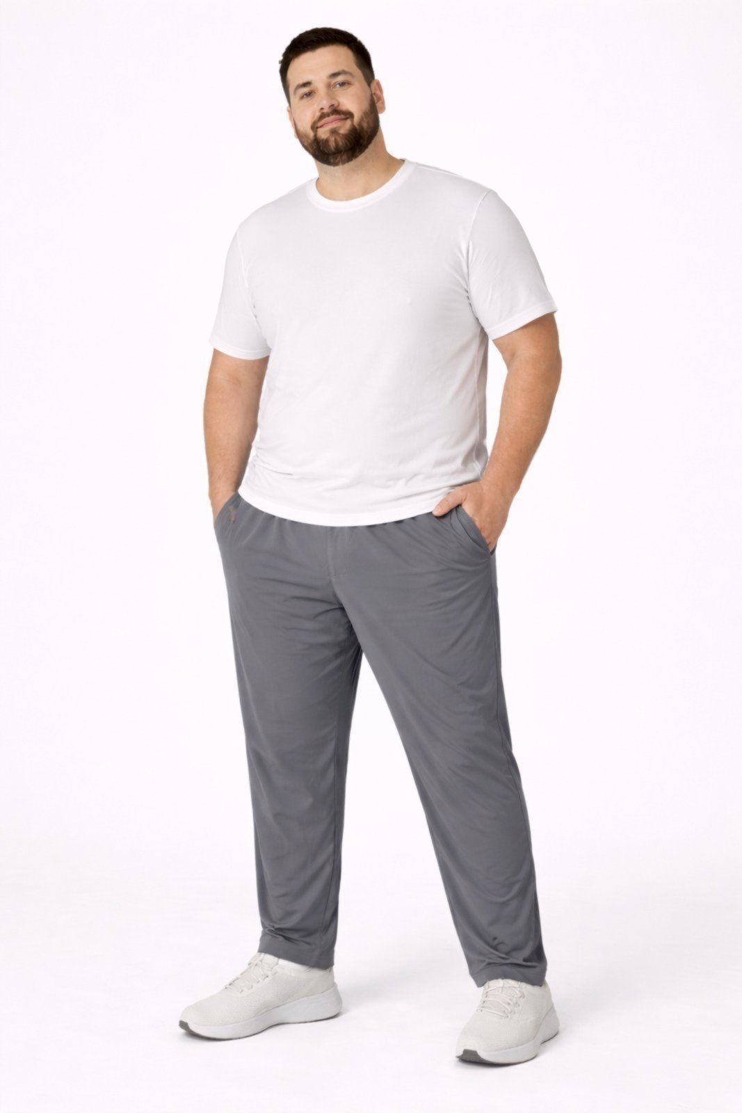 Calça Tactel Sem Forro Elastano Plus Size Grande Butu Biru Cinza