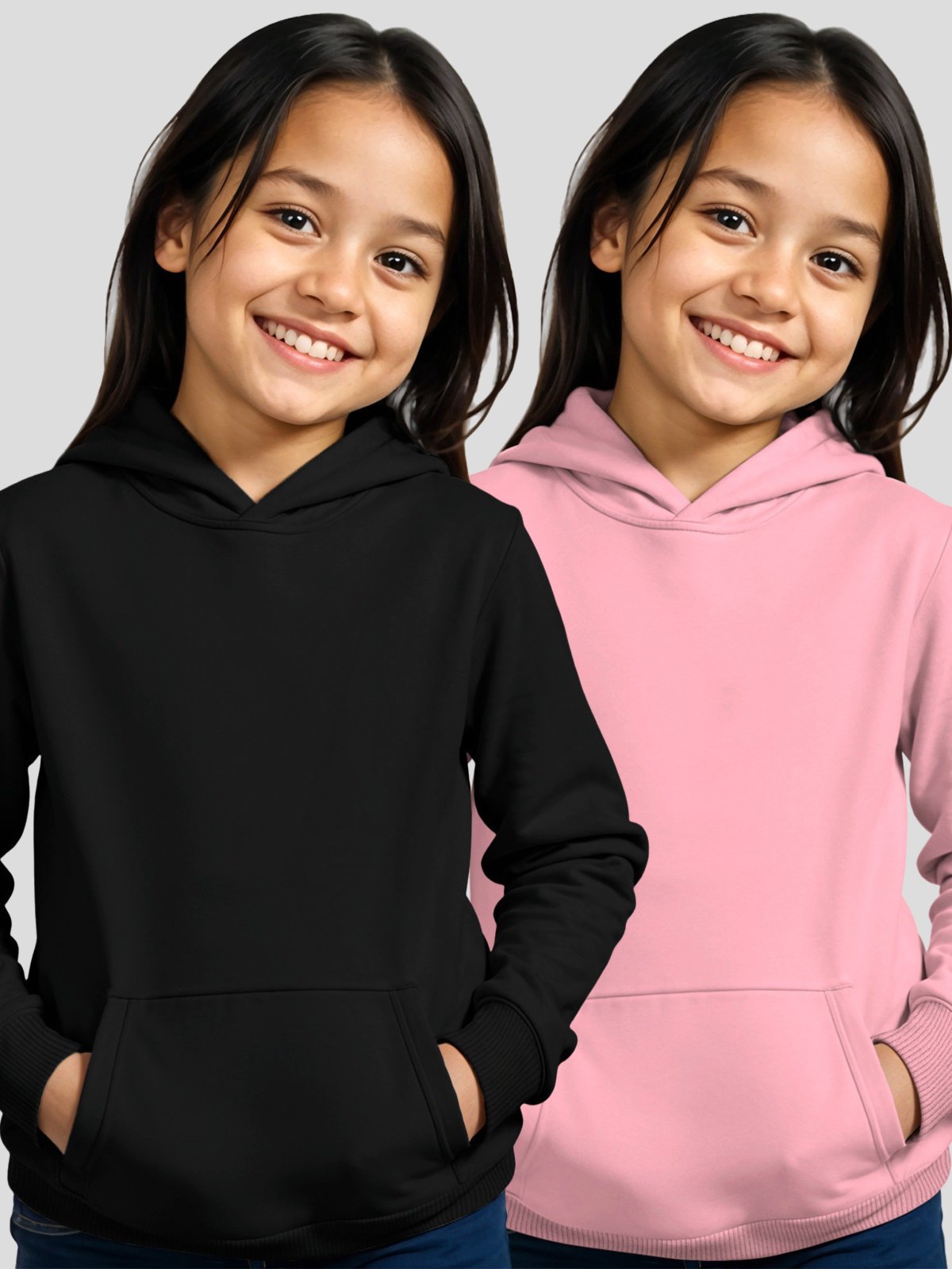 Infantil - Kit 2 Moletom Canguru Menina Benellys Preto e Rosa