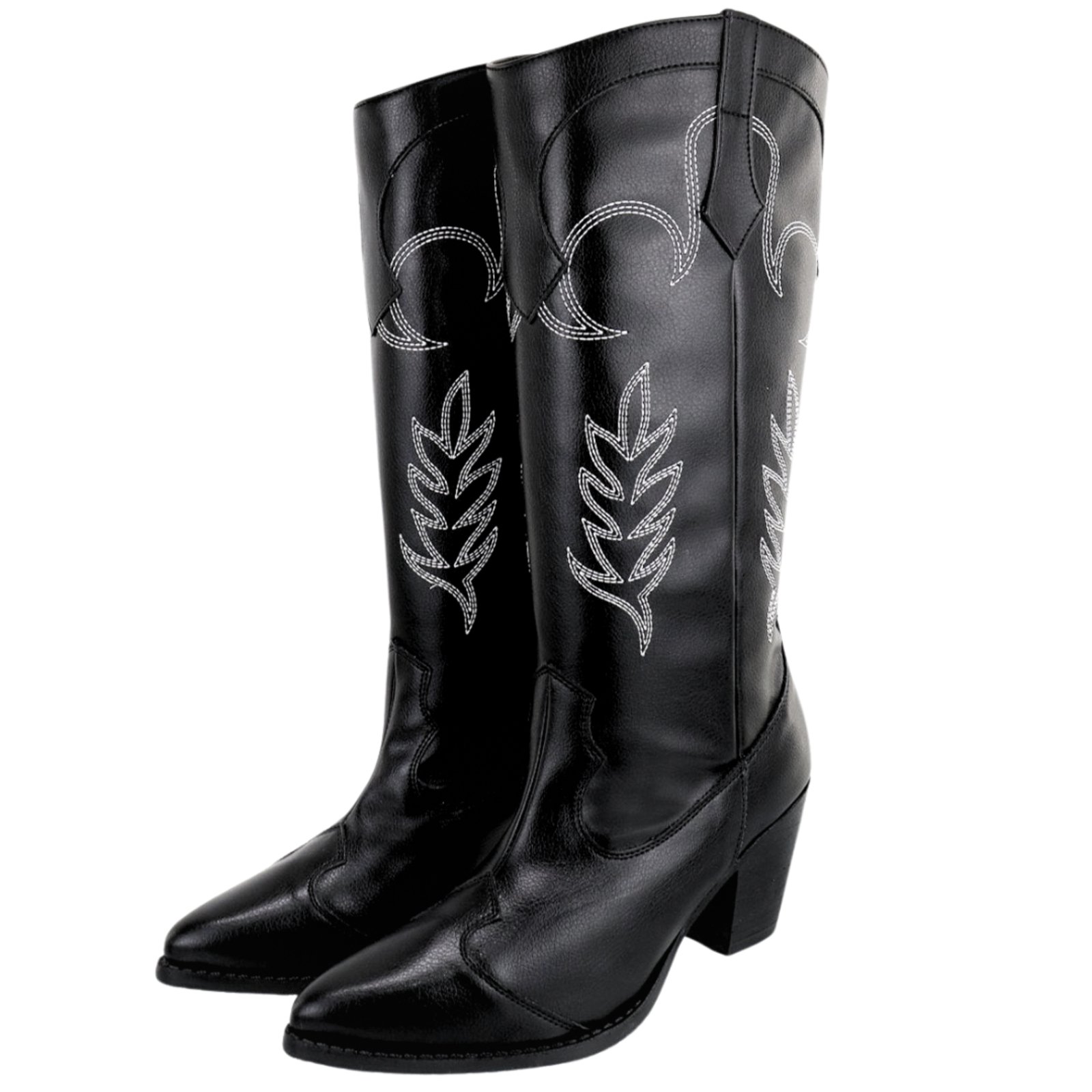 Bota Western Feminina Preta Bordada 23011