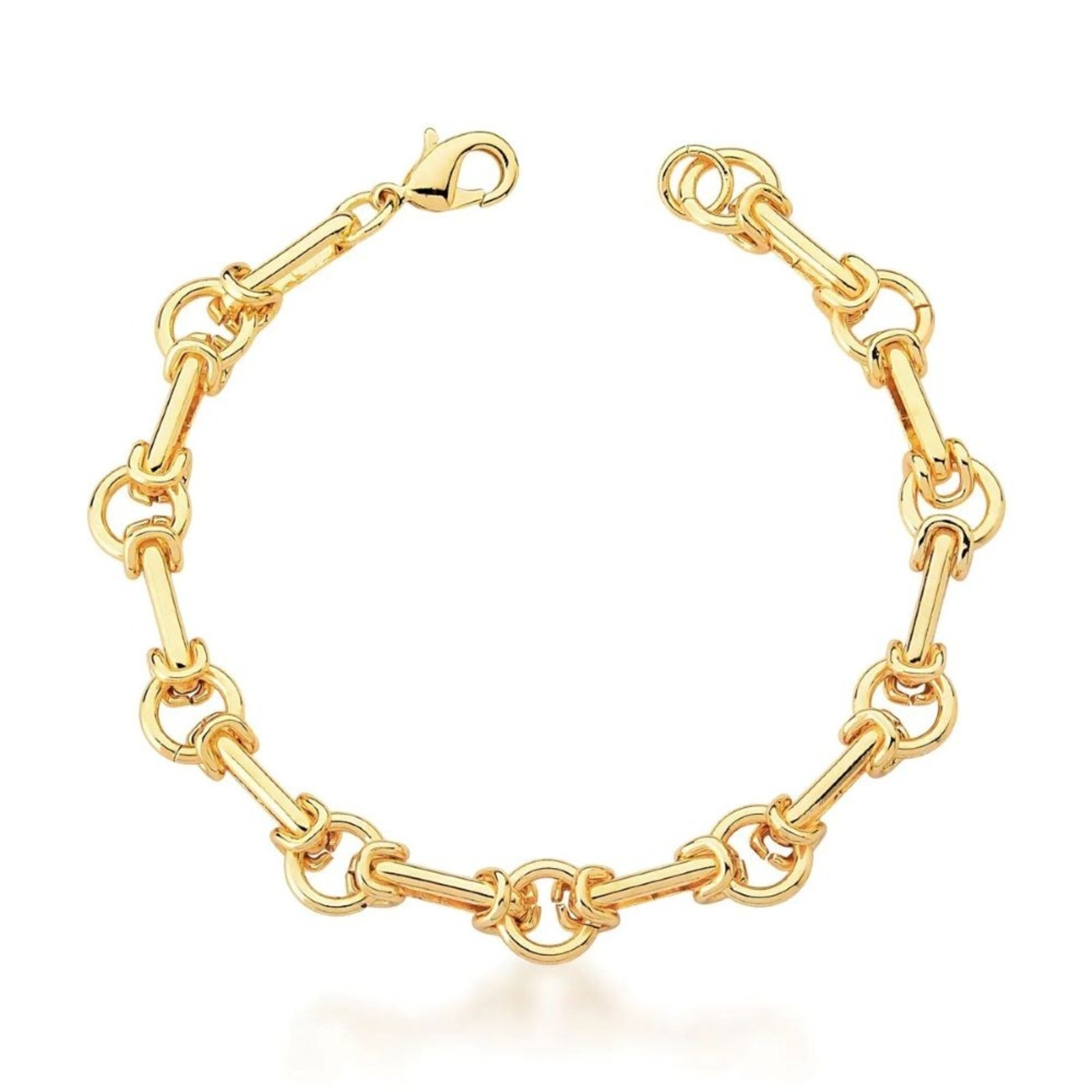 Infantil – Pulseira Elos Retangulares e Redondos Semijoia Banhada a Ouro18K Ania Store