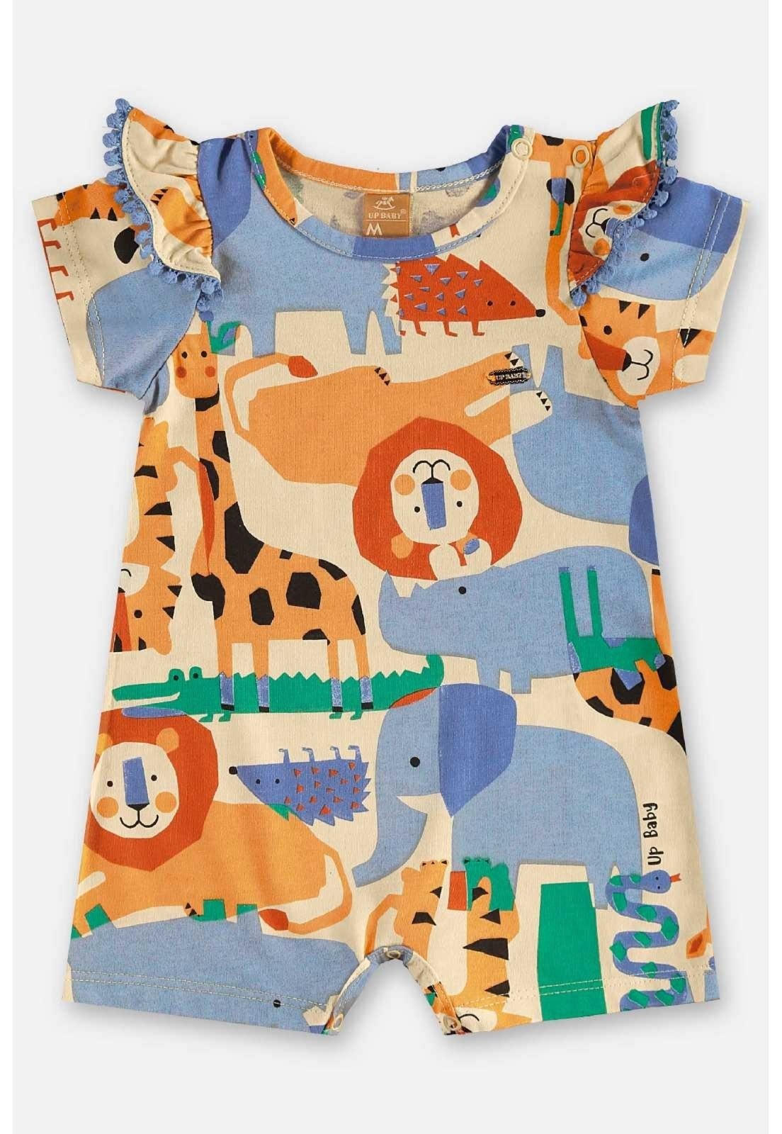 Infantil – Macaquinho Bichinhos para Menina Up Baby Bege