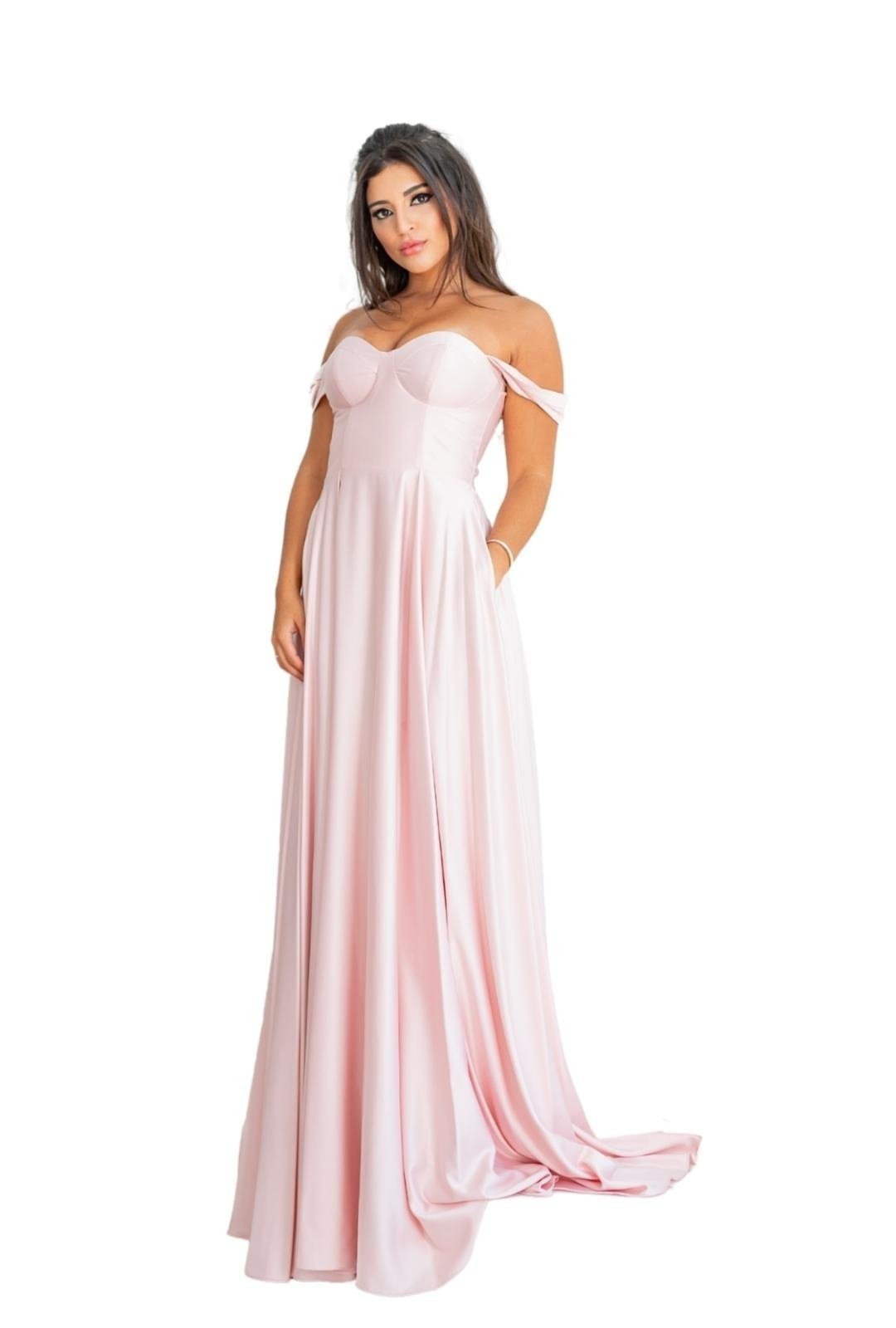 Vestido Longo Especial Princesa Acinturado Rosa Festa Madrinhas Formatura